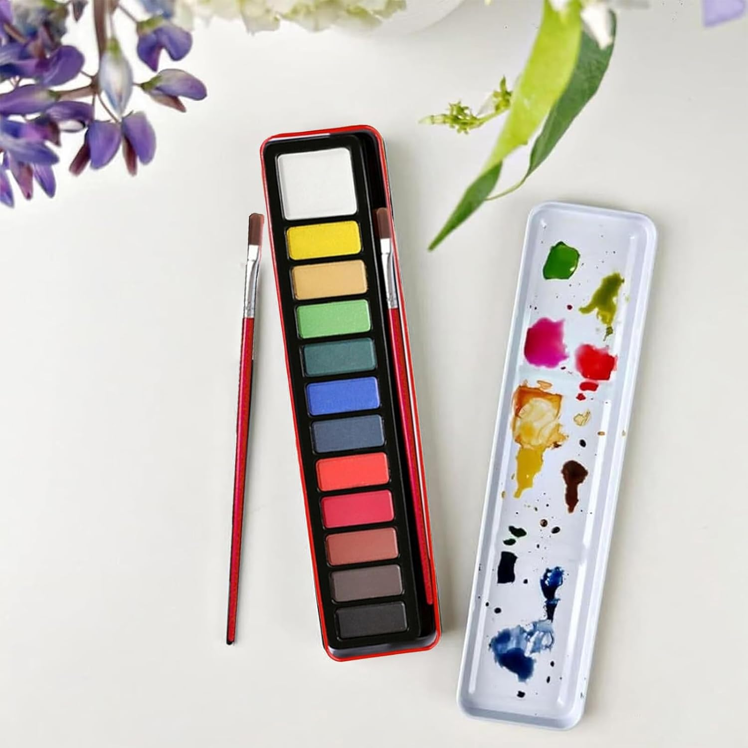 Water Colour Workbook for Adults&Beginners with 12-Color Paint Set and Brush - Premium Water Colour Painting Paper, Art Supplies Kit, Ideal Gift（Bouquets） - Garden image number 4