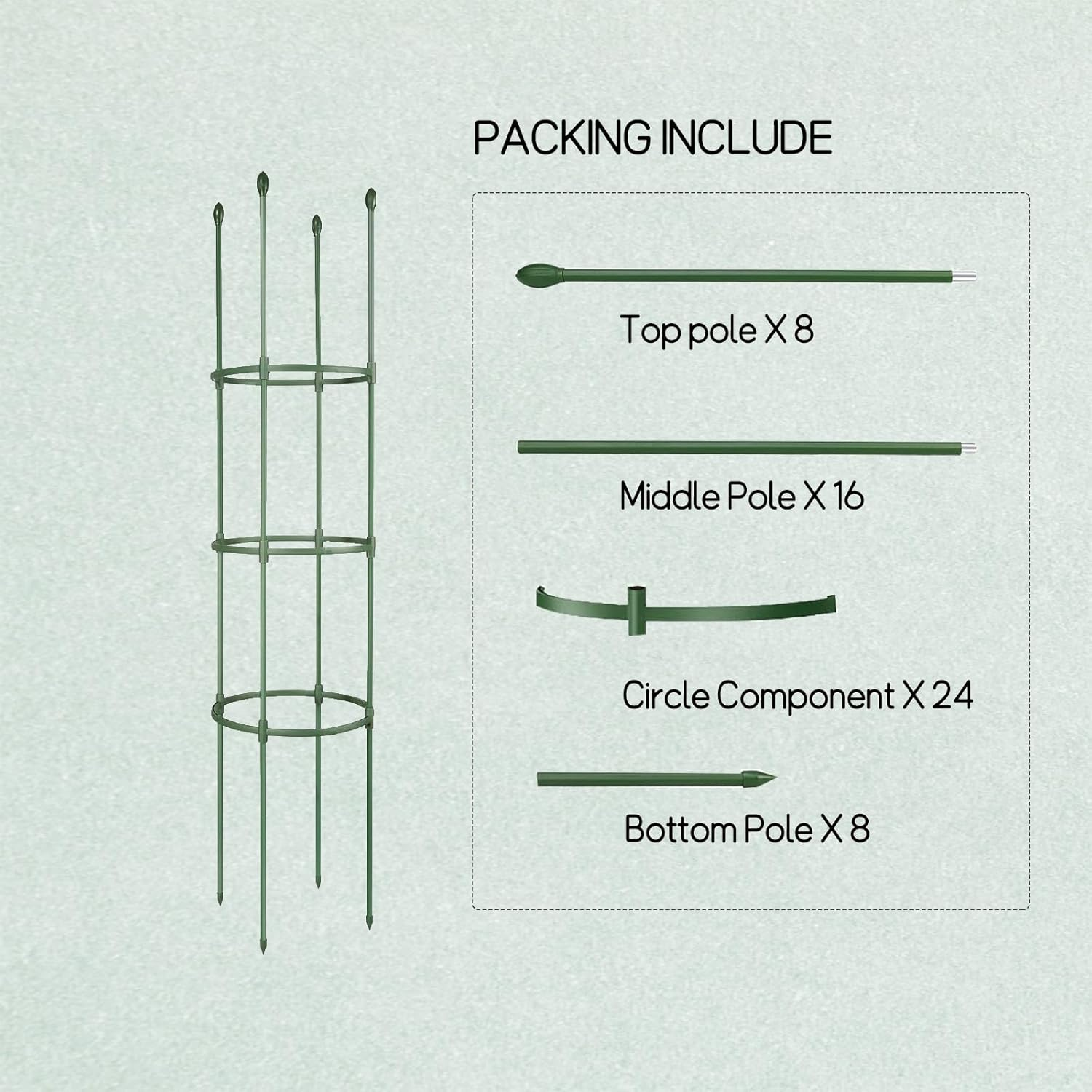 1 Packages Plant Rack, Tomato Cage, Tomato Rack up to 54.5 Inches Adjustable Height for Growing Tomato Plants, Potted Green, Climbing Vegetable Plants (1) image number 6