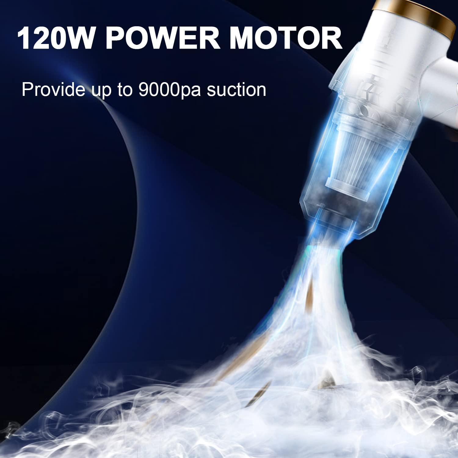 Wireless Handheld Car Vacuum Cleaner - 90&deg; Foldable Portable for Car, 9000PA Suction Cordless Vacuum, Rechargeable Mini Vehicle, Home and Office -White (Q8) image number 5