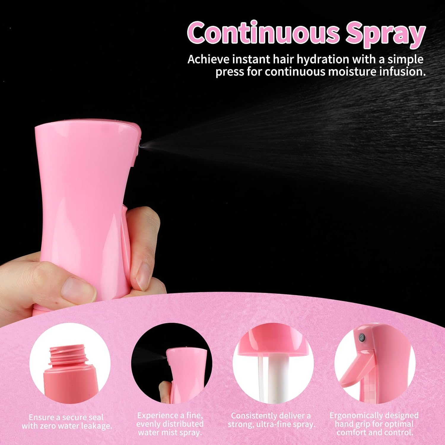 12 Pcs Hair Brush Set, 3 Pieces Slick Back Hair Brushes for Toddlers, Women, Detangling Brush for All Typs of Hair, Edge Bristles Wide Tooth Rat Tail Combs for Baby Girls Boys(Pink) image number 2