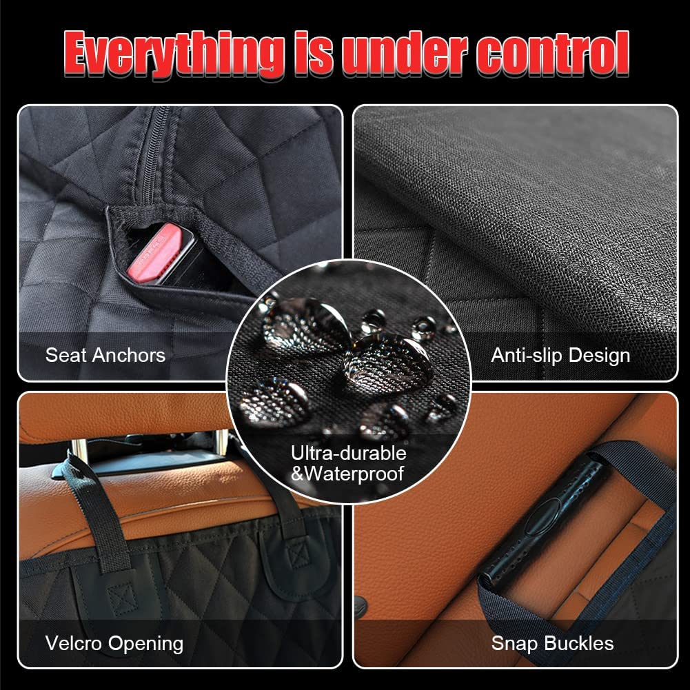 Dog Car Seat Cover Waterproof Back Seat Protector with Mesh Visual Window Scratchproof Nonslip Hammock for Pets Washable Pets Seat Covers for Cars Trucks& Suvs image number 2