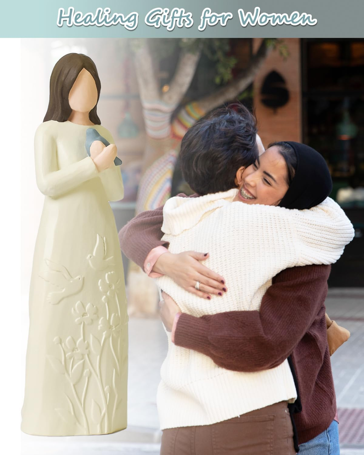 Sympathy Gifts for Loss of Loved One, Memorial & Bereavement Gift, Guardian Figurines with Dove, Grief Gifts for Blue Bird Lover, Women, Friend, Coworker