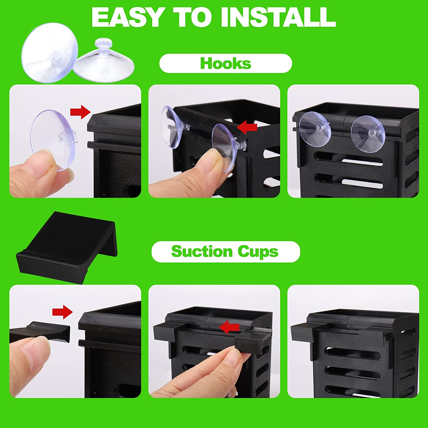 BABORUI 2 Pack Aquarium Plant Holder with Hooks and Suction Cups, Hanging Aquatic Planter Cups for Aquarium Decorations Plants, Aquarium Decor for Fish Tank Live Aquarium Plants, Black, (H-207) image number 6