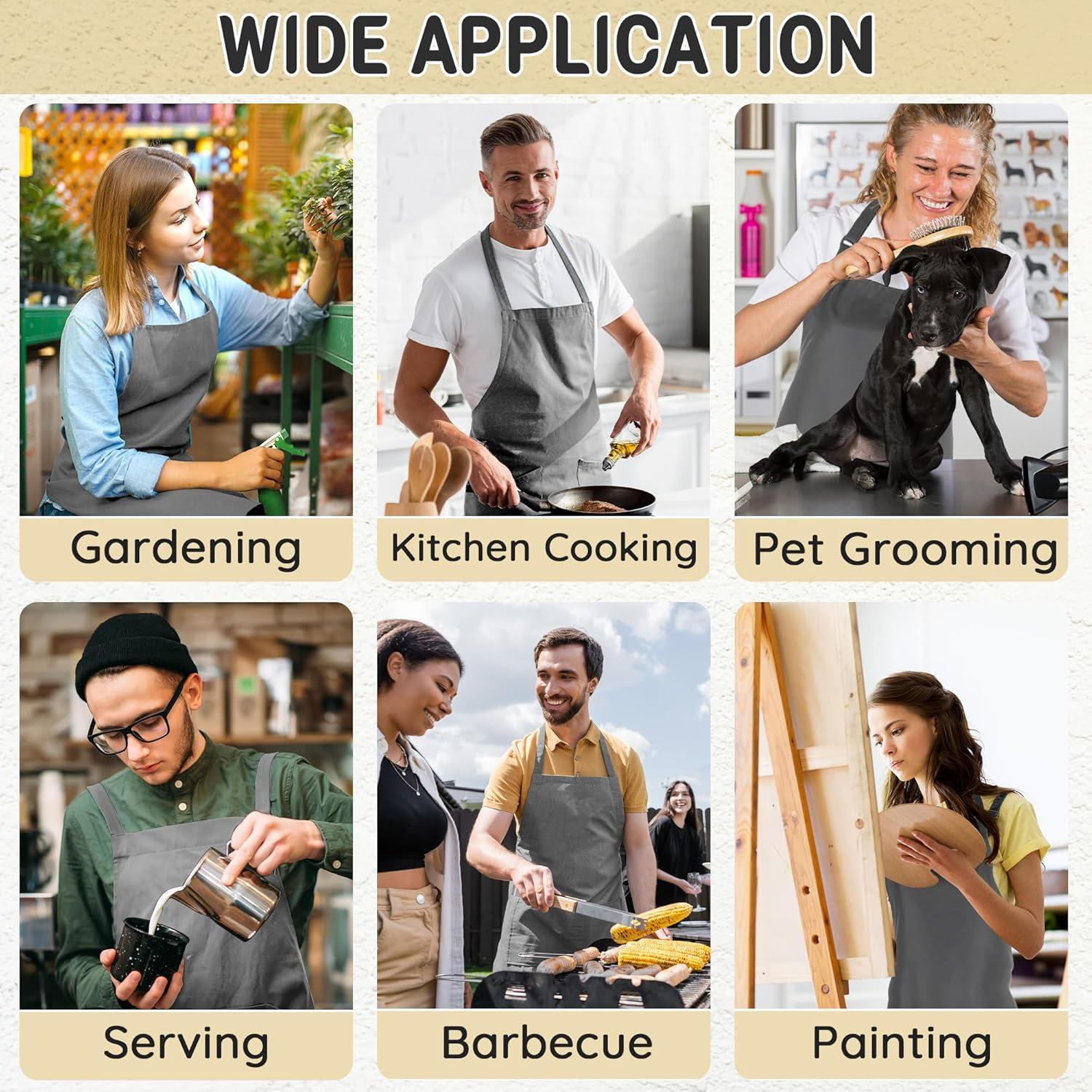 Chef Apron for Men and Women Wash Free Bib Apron with 2 Pockets Water & Oil Proof Adjustable Aprons Professional for Cooking Kitchen Gardening Painting BBQ - Grey image number 6