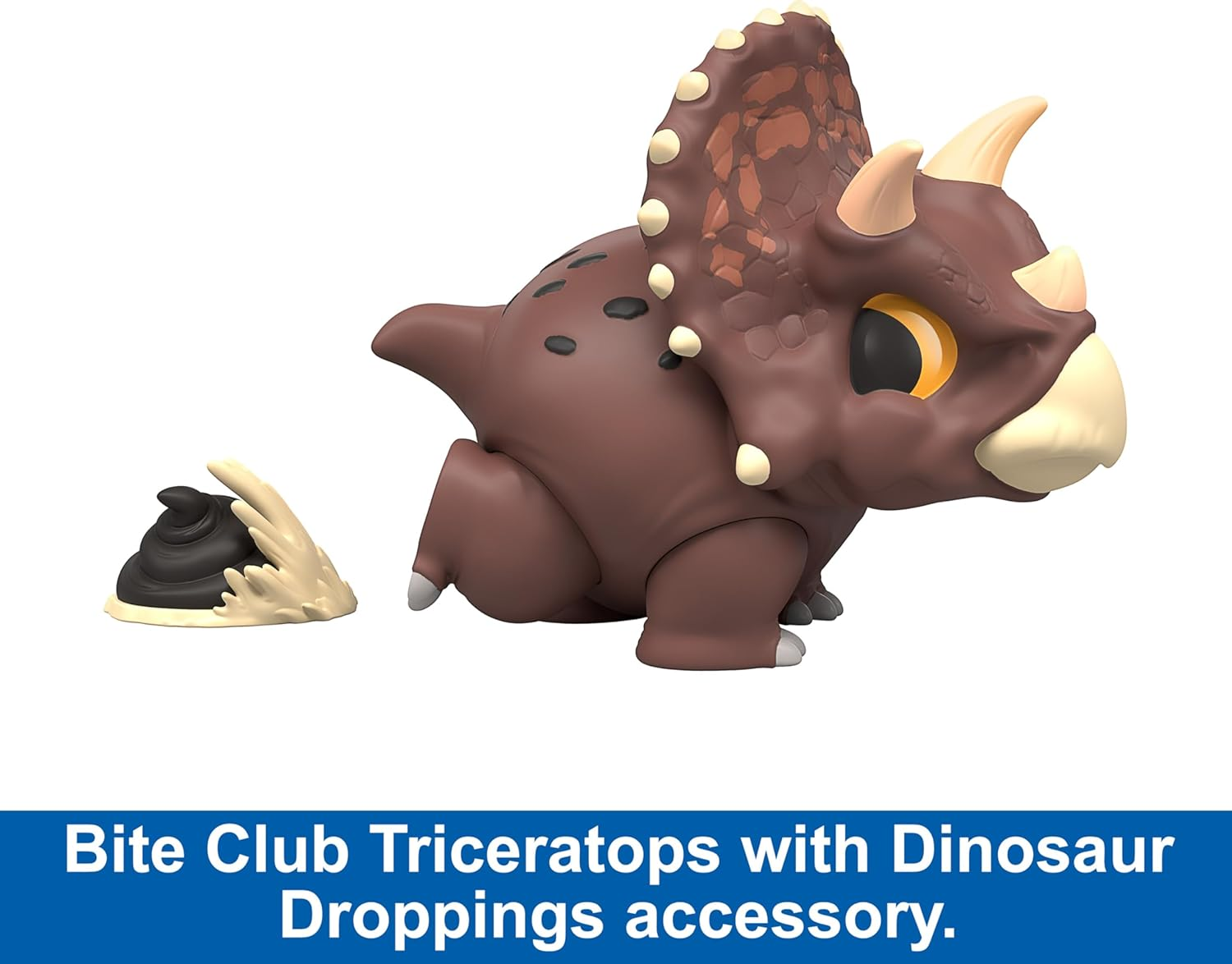 ​Jurassic World Bite Club Collectible Figure, Triceratops Chubby Stylized Dinosaur Approx 4-Inch Figure with Accessory​ image number 3