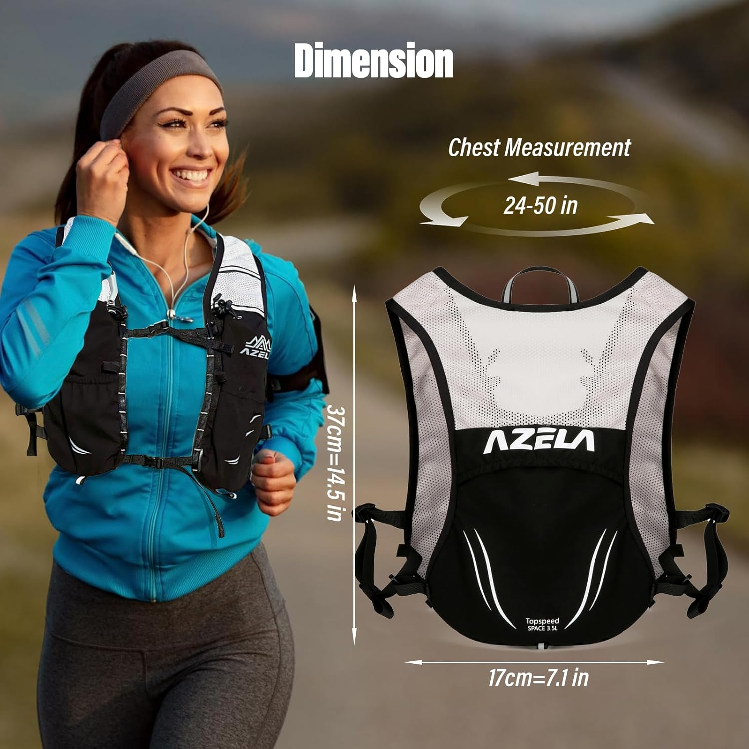 Running Vest Backpack, Lightweight Breathable Hydration Vest with Reflective Strips, Multi-Functional Adjustable Running Vests Womens Men for Outdoor Hiking Cycling