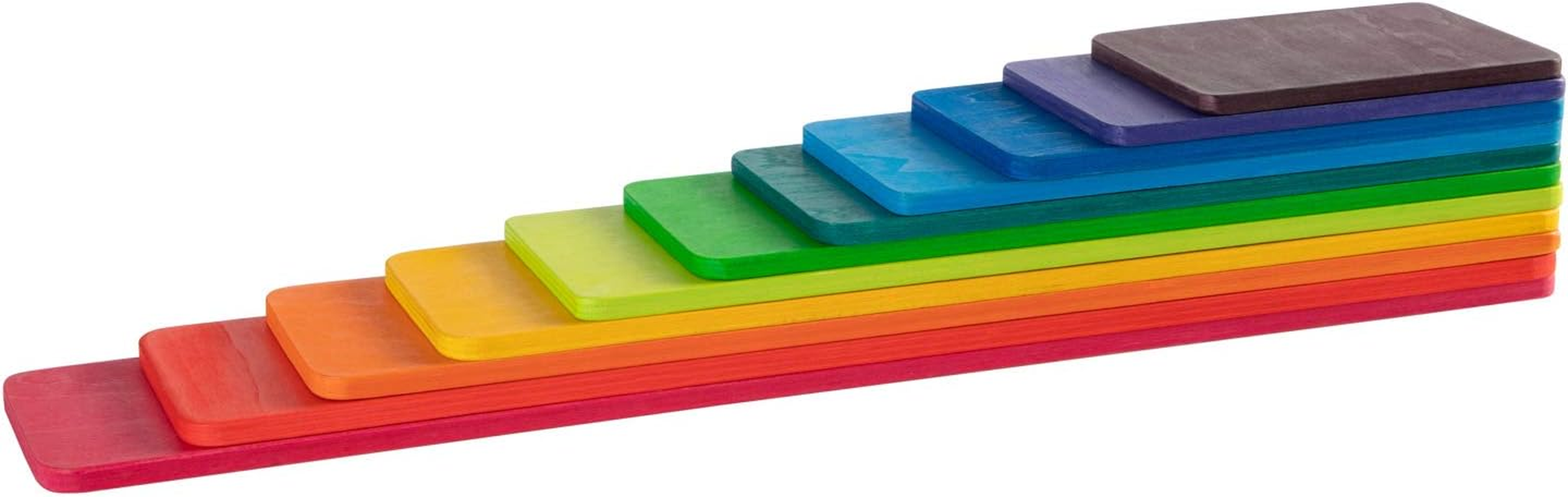 Wooden Rainbow Rectangle Stacker Toys, Building Blocks Board Set for Kids, 11Pcs Stacking Puzzle, Learning Creative Thinking Toys Merryheart-2231 image number 1