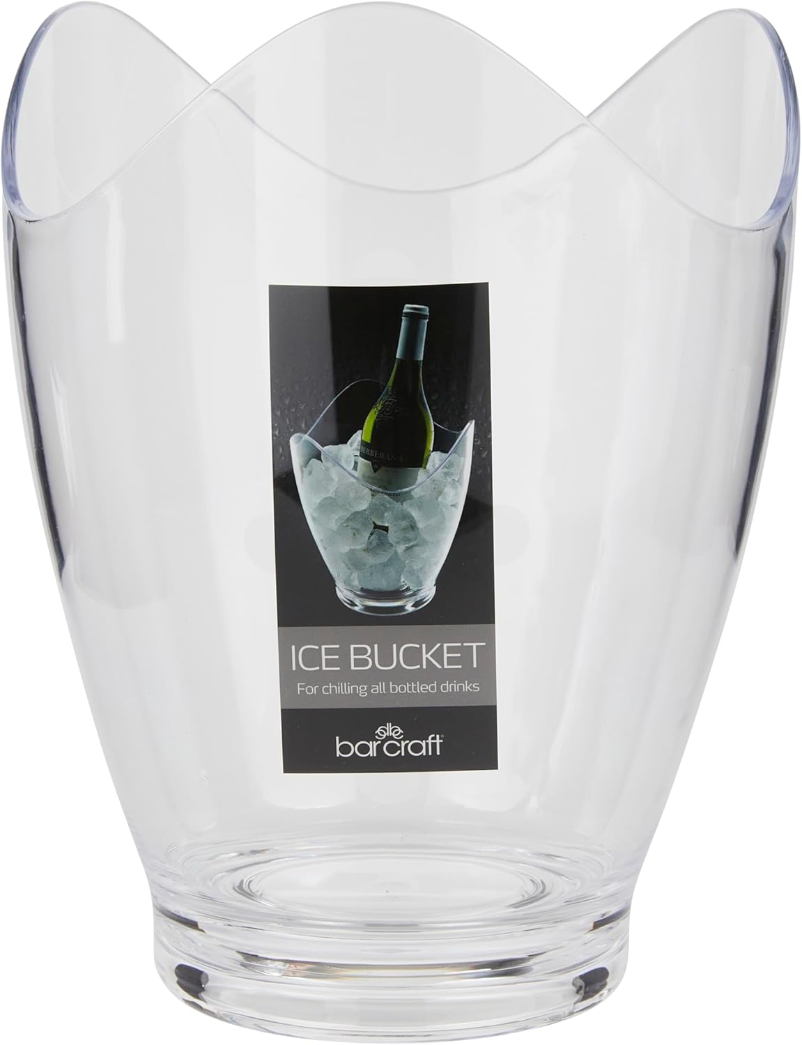 Barcraft Wine Cooler Bucket with Wavy Edge Design, for 1 Bottle, Plastic, Transparent, 3 Litre image number 1