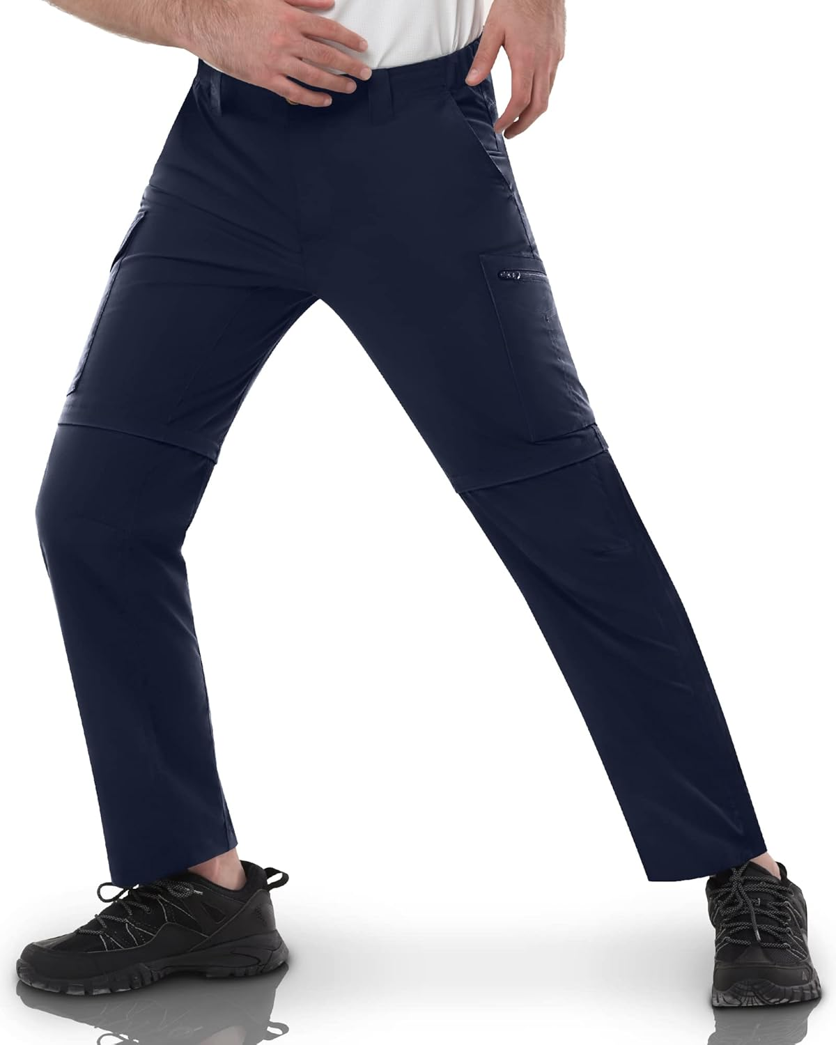 33,000Ft Men'S Zip-Off Hiking Trousers Quick Dry Stretch Walking Pants Convertible into Shorts Lightweight Cargo Trousers for Camping, Fishing, Travelling image number 2