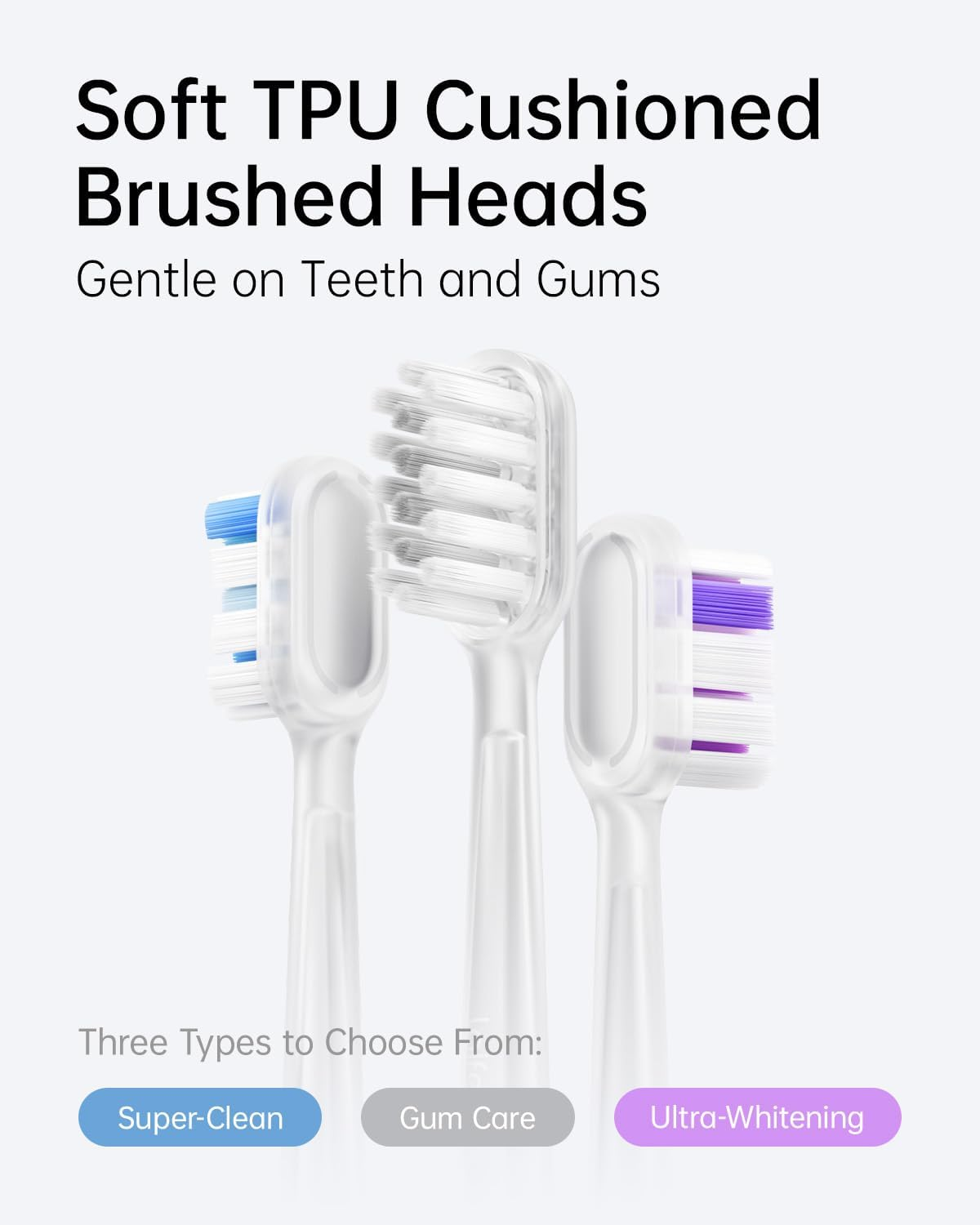 Laifen Electric Toothbrush Heads 6 Packs, Compatible with Laifen Wave Electric Toothbrush (Super-Clean, Transparent) image number 2