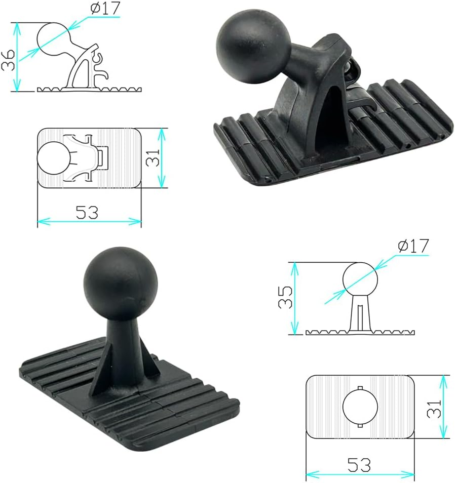 Car Mobile Phone Bracket Dashboard Pasting Base 17Mm Ball Head. There Will Be No Residue after Remove.Accessories Can Be Pasted on the Curved Operation Table. (Model a + Model D)