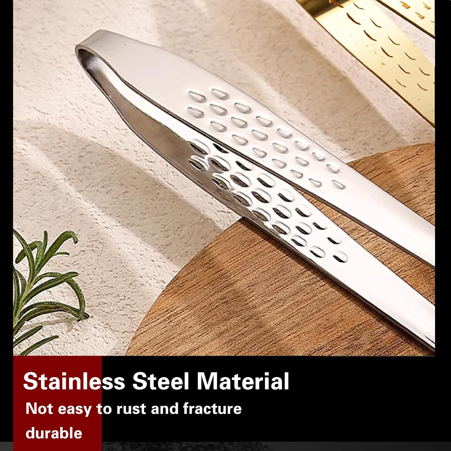 NASHRIO Stainless Steel Grill Tongs 4-Pack: Korean and Japanese Barbecue Tongs, Kitchen Food Tweezers, Cooking Clamp (11Inch/28Cm) image number 4