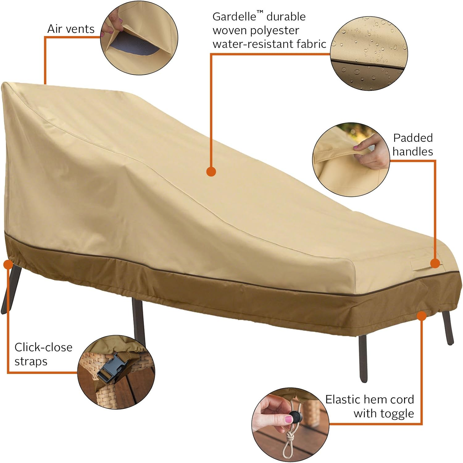 Classic Accessories Veranda Water-Resistant 66 Inch Patio Chaise Lounge Cover, Patio Furniture Covers image number 2