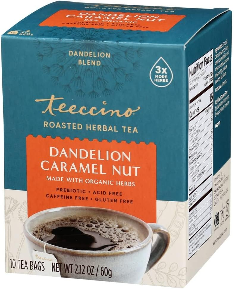 Teeccino Dandelion Caramel Nut Roasted Caffeine Free Chicory Herbal Tea 60 G, 10 Teabags image number 2