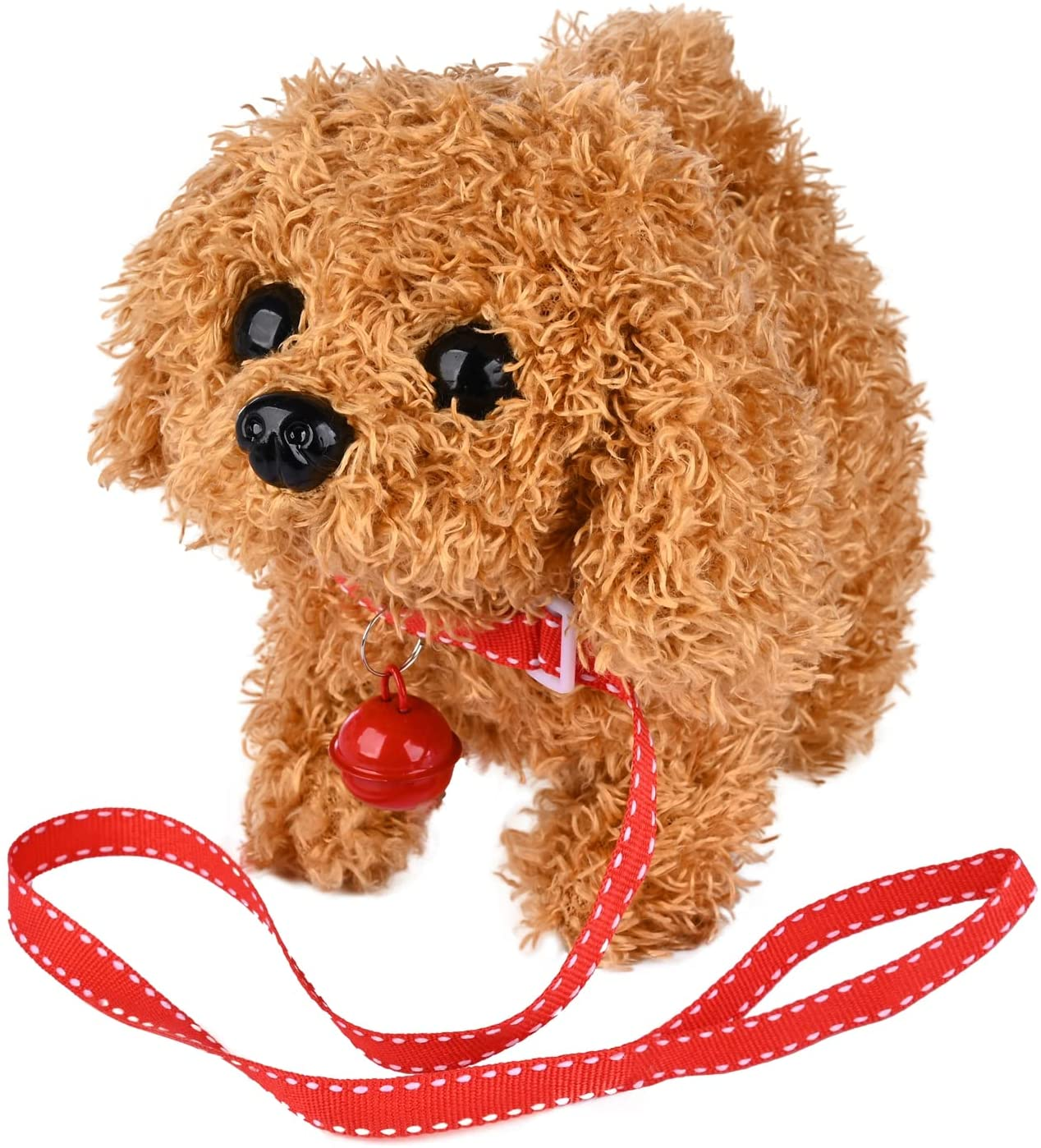 Worwoder Plush Teddy Toy Puppy Electronic Interactive Pet Dog - Walking, Barking, Tail Wagging, Stretching Companion Animal for Kids Children (Teddy Dog)