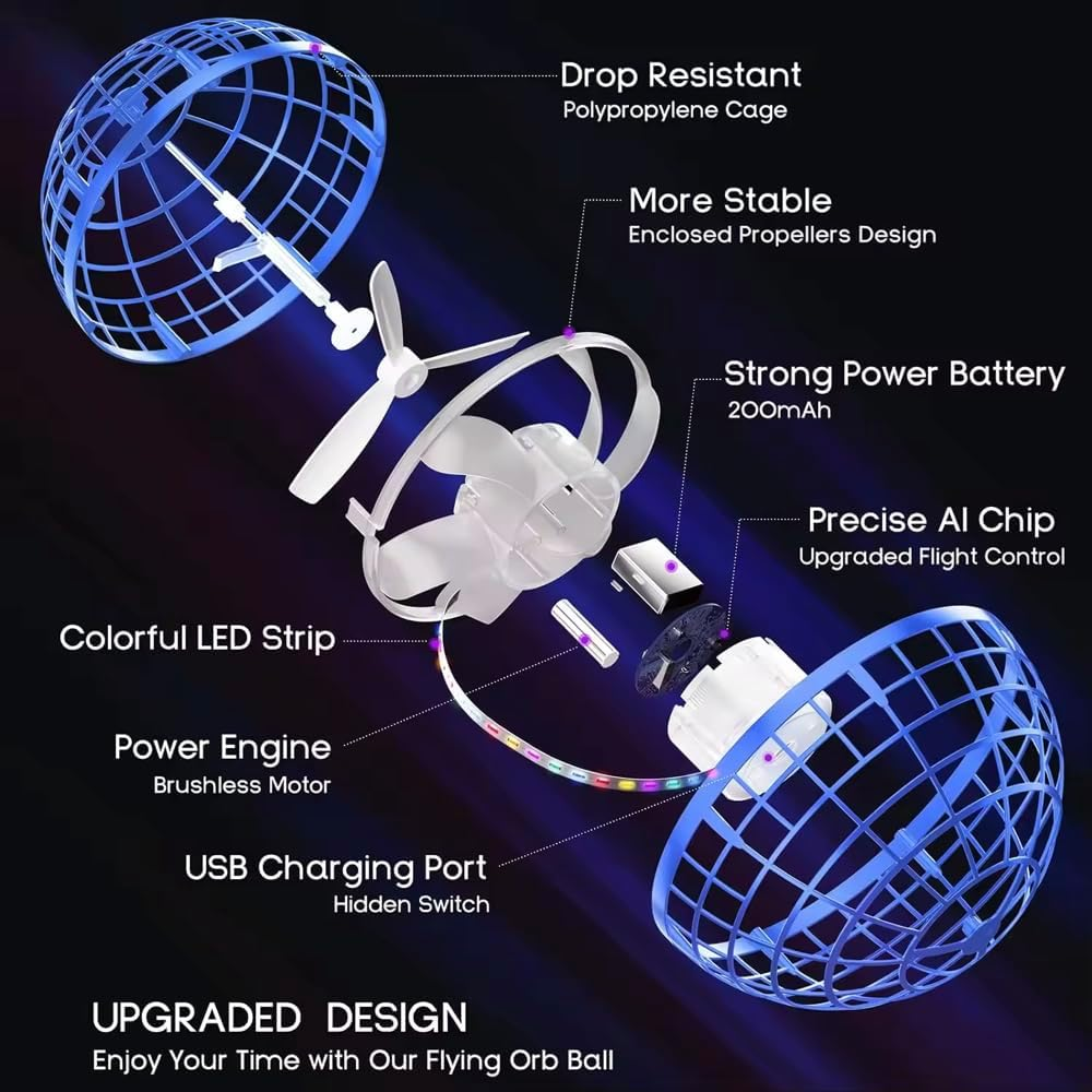 Flying Ball Toy - LED Hovering Magic Ball with Hand Control, Perfect for Kids & Adults - Rechargeable Indoor & Outdoor Fun image number 1
