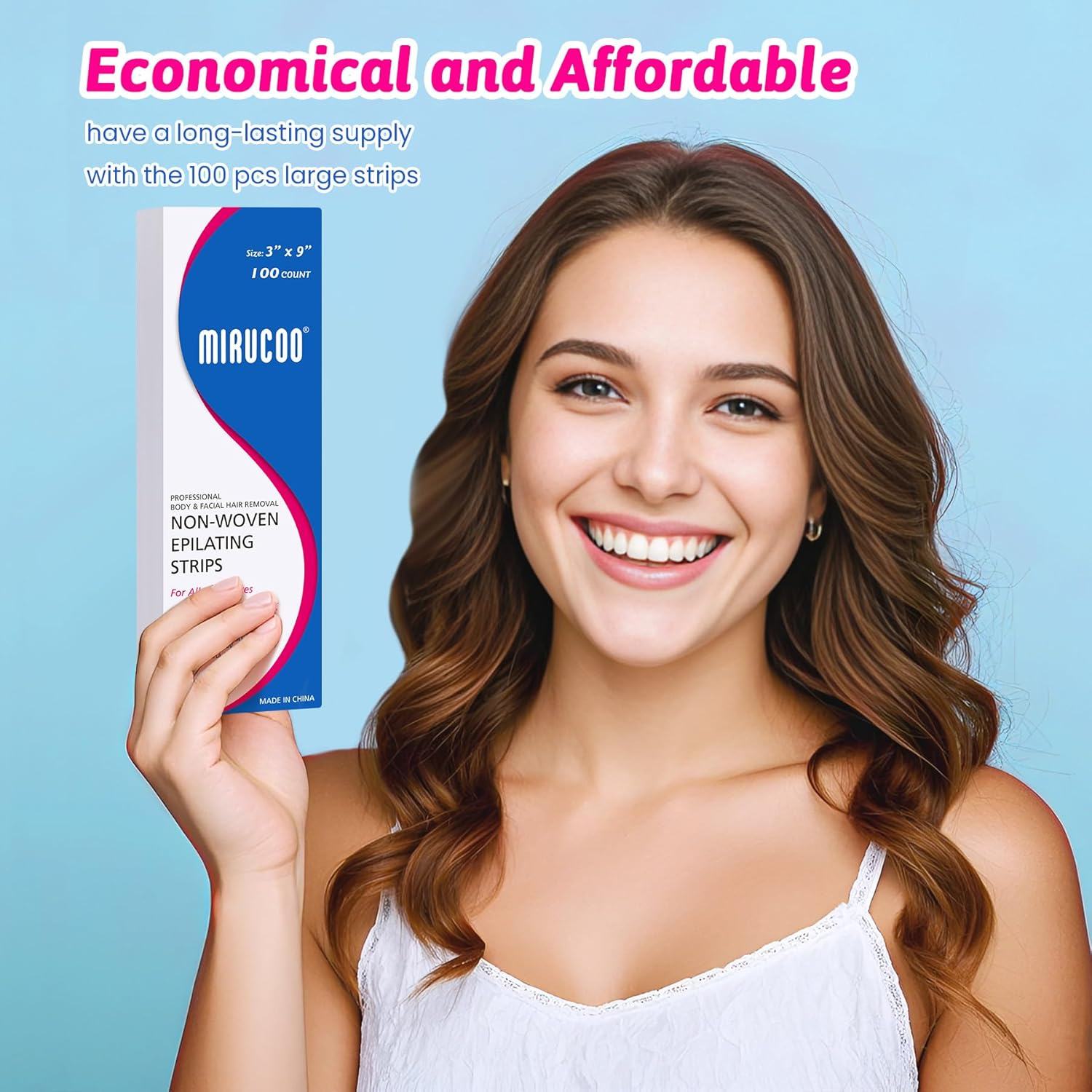 100 Pieces Large Non-Woven Wax Strips for Body and Facial Hair Removal, 3 Inches X 9 Inches Salon Quality Epilating Strips image number 4