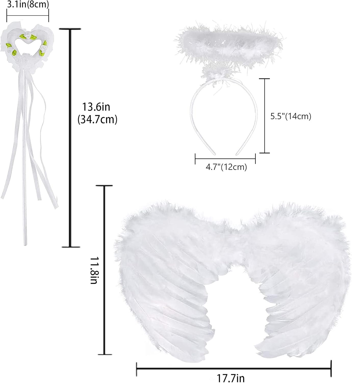 Angel Wings White, Angel Costume Women'S with Halo and Wand, Angel Wings, Costume Angel, White Wings Girls, Angel Wings Decoration, Feather Wings Angel, Angel Wings Costume image number 1