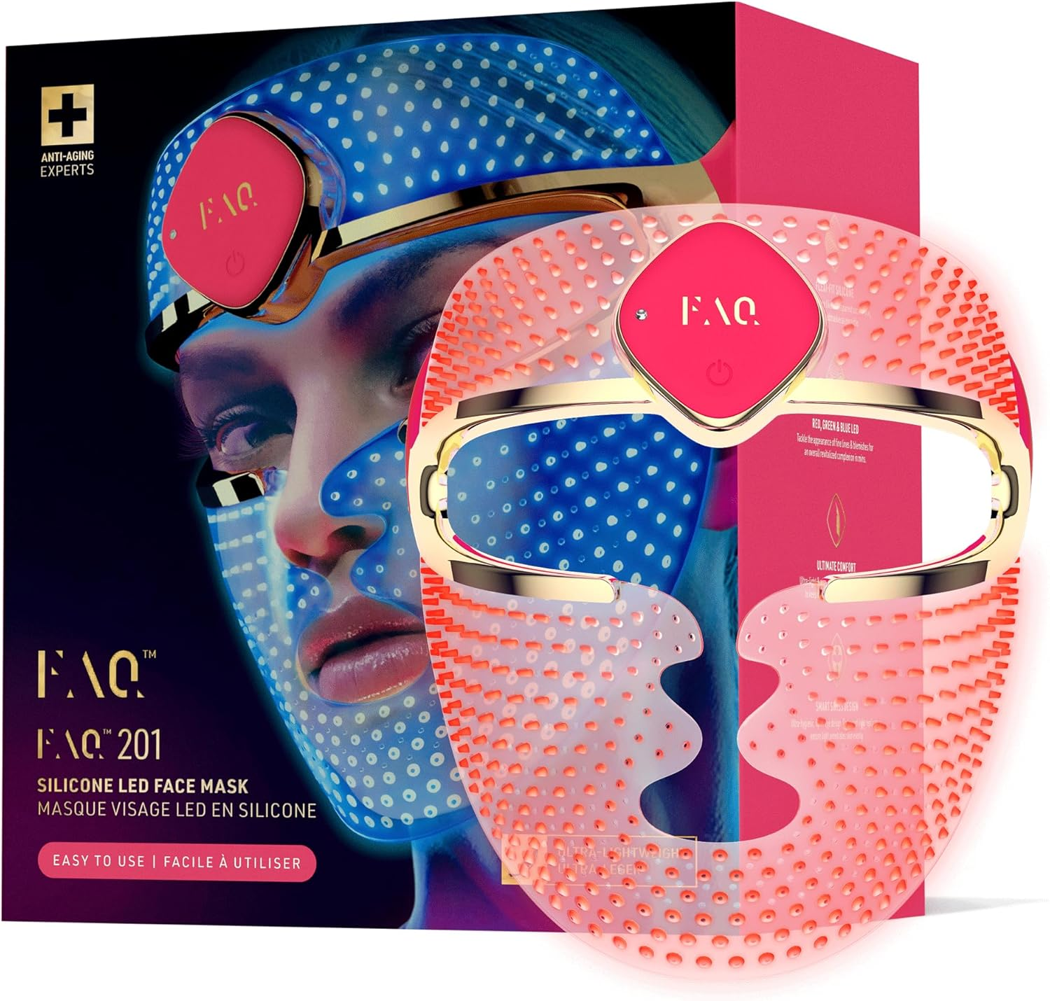 FAQ 201 Transparent Silicone LED Face Mask - Wearable - Wireless & Lightweight - anti Aging Skin Care image number 3