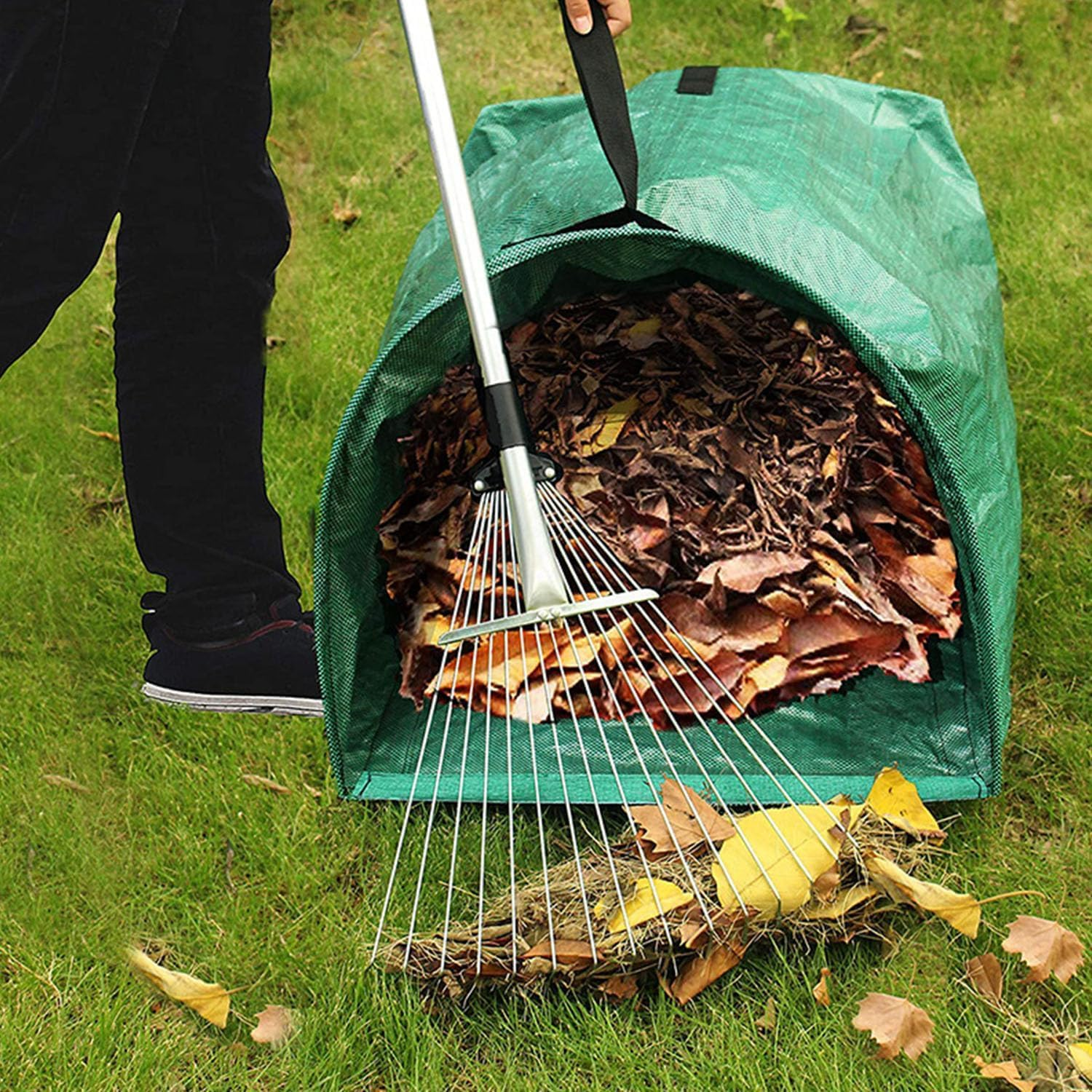 2 Pack Garden Waste Bags, Large Yard Dustpan-Type Garden Bag, Reuseable Heavy Duty Gardening Bags, Lawn Pool Garden Leaf Waste Bag, Garden Bags for Debris, Lawn and Leaf Bags, Yard Bags,Leaf Collector image number 2