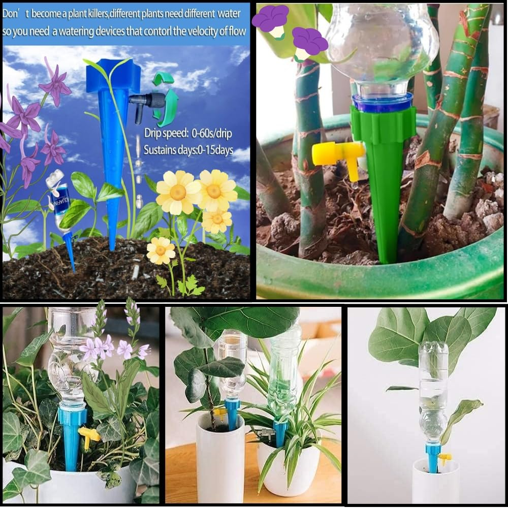 20PCS Self-Watering Nails, Adjustable Plant Watering Device Self-Watering Piles, Automatic Drip Irrigation System with Slow-Release Control Valve Switch - for Outdoor and Indoor Plants image number 1