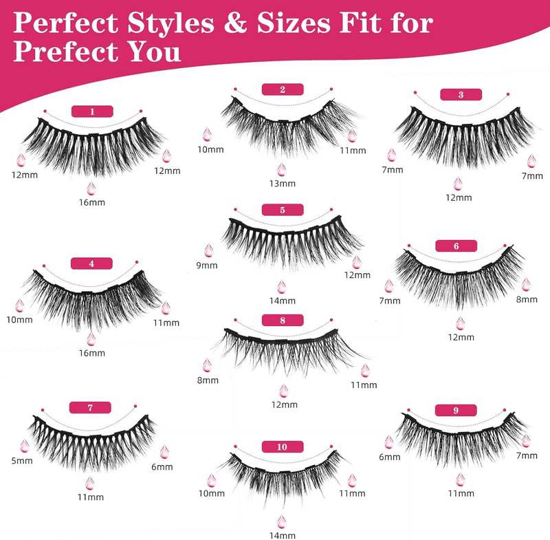 Magnetic Lashes with Applicator & Magnetic Eyeliner Kit - FEITA Reusable 3D 5D Magnetic Eyelashes Pack with 1 Tweezers & Upgraded 4 Tubes Magnetic Eyeliner, No Glue (15 Packs) image number 3