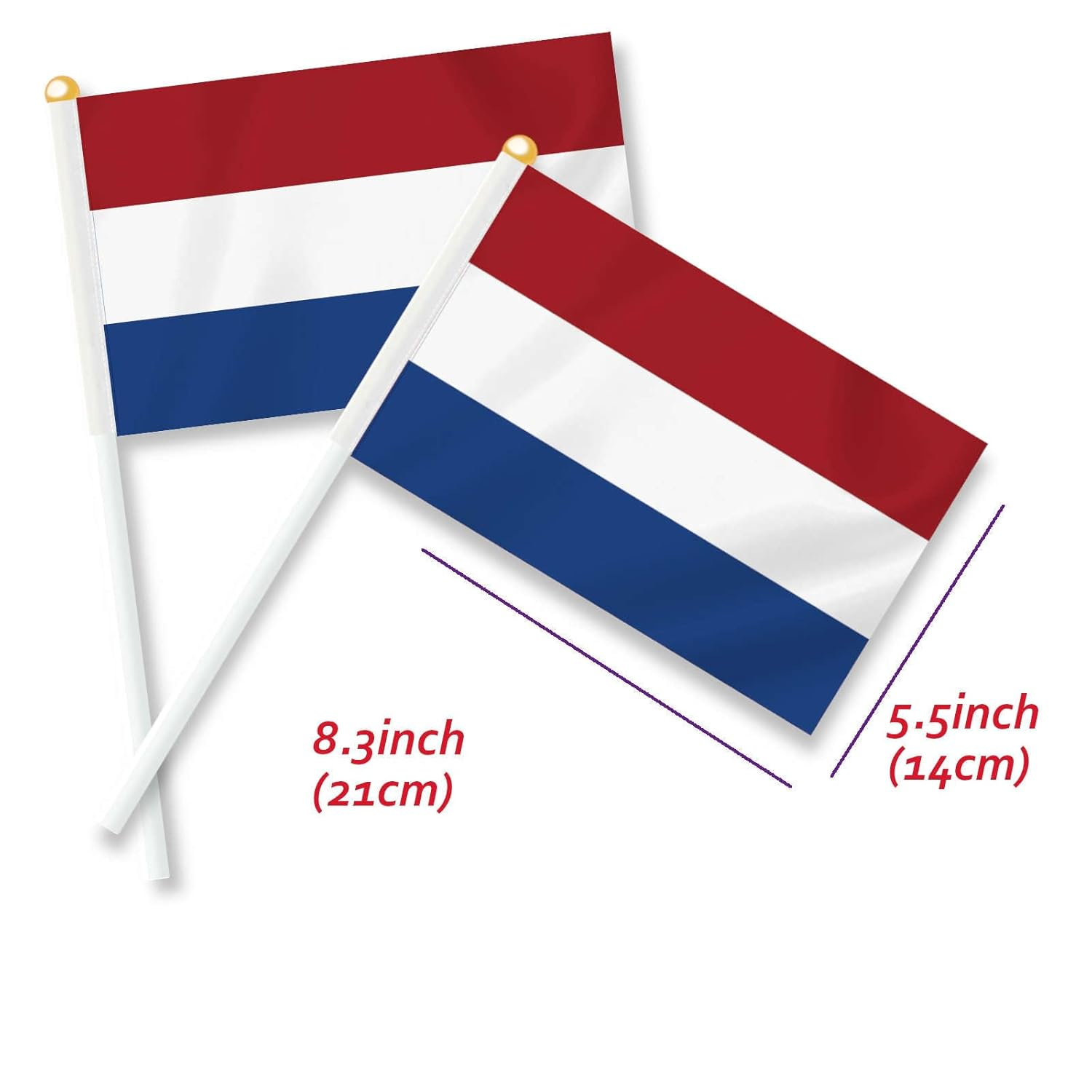 10 PCS Netherlands Handheld Small Flag, Dutch Hand Held Mini Decor Decoration Banner image number 3