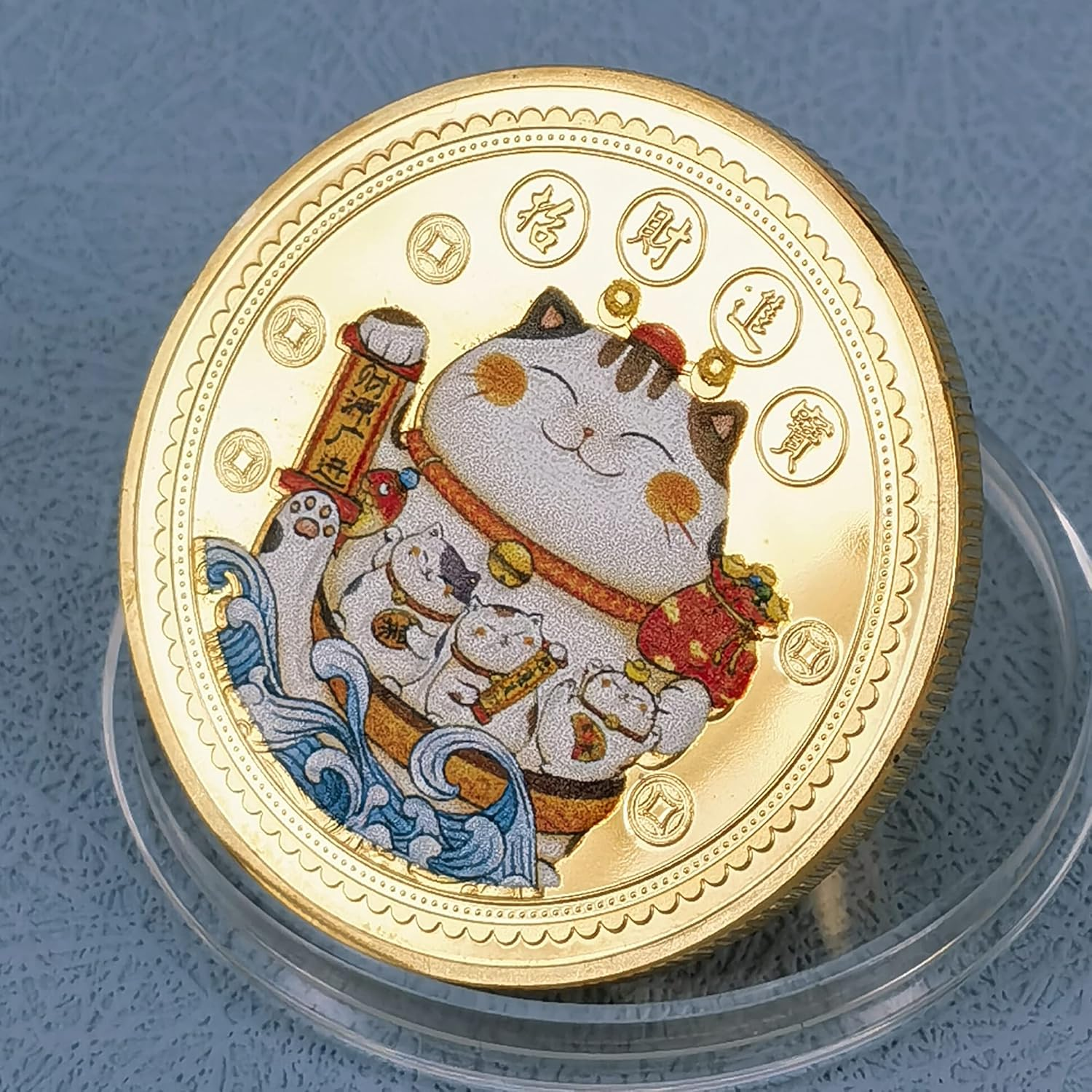 Fortune Cat Lucky Coin for Scratching Lottery Tickets