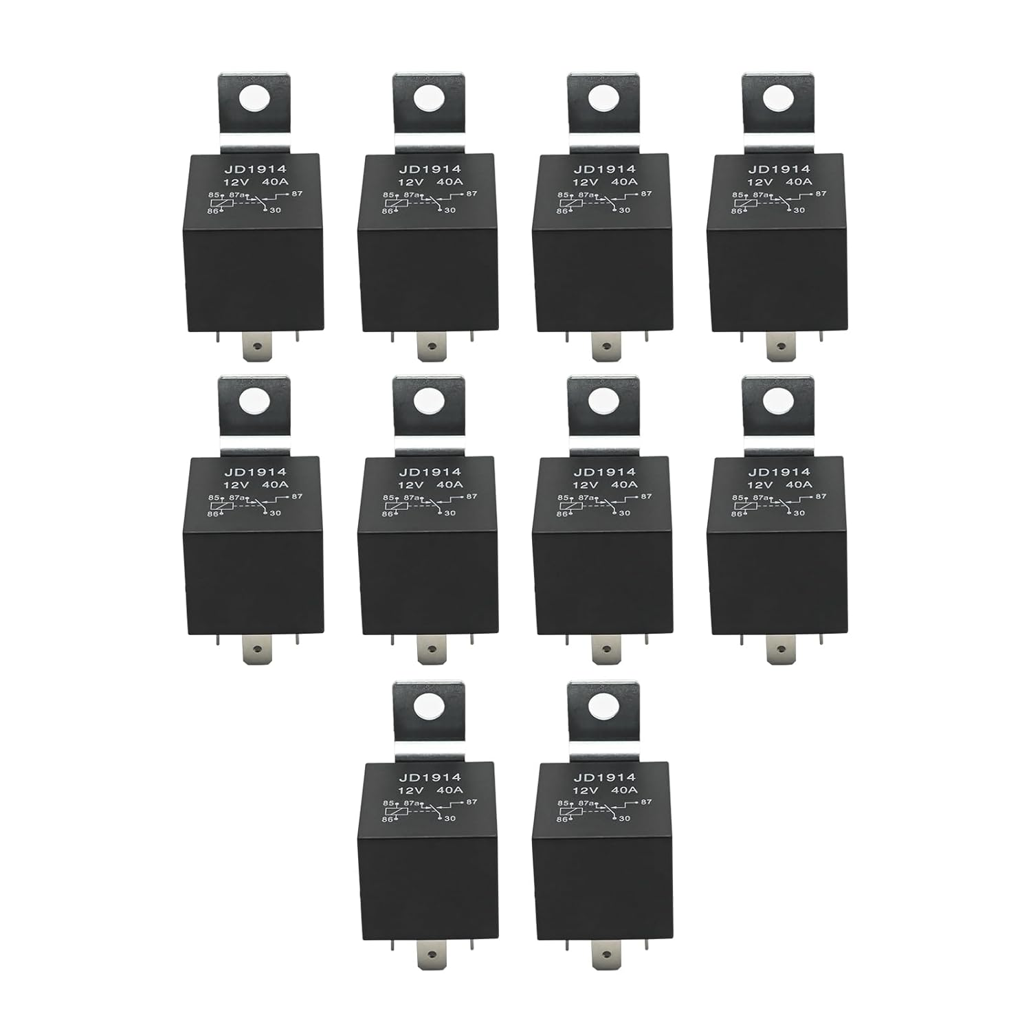 10 Pcs 12V 40APM JD1914 Relay, Heavy Duty Relay Socket Plug 5 Wire, 5 Pin Multi-Purpose Relay with Socket Holder for Truck Van Motorcycle Boat Automotive image number 2