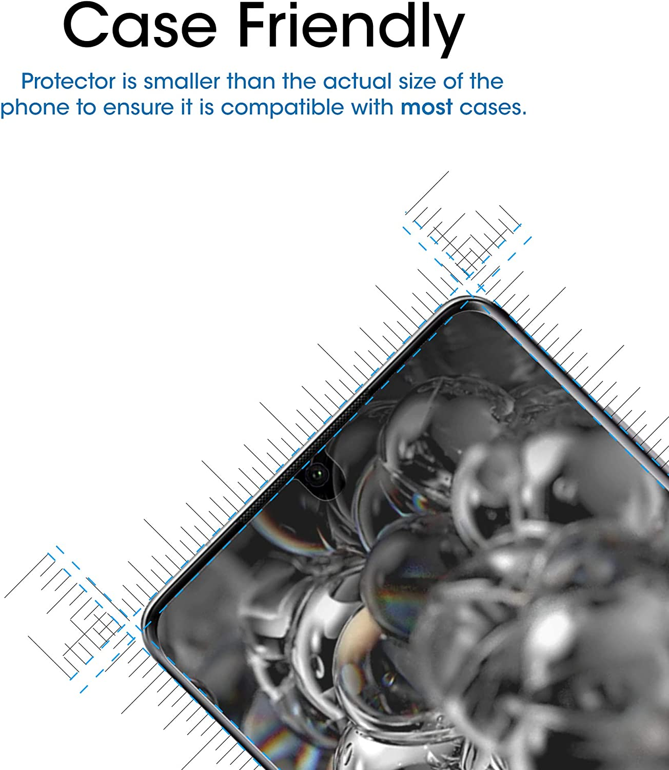 Amfilm Ultra Glass Screen Protector for Galaxy S20 Ultra (2 Pack), Full Cover (Fingerprint Scanner Compatible) Tempered Glass Film (UV Gel Application) - Samsung Galaxy S20 Ultra Screen Protector image number 2