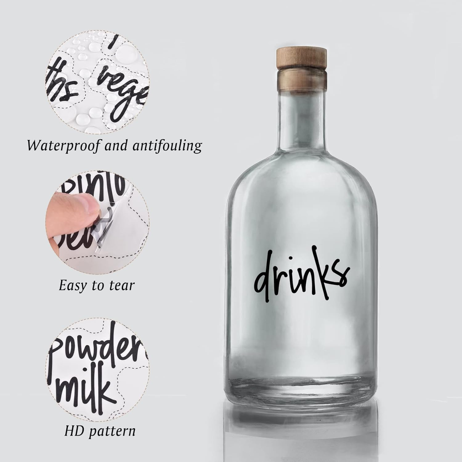 168Pcs Kitchen Pantry Labels, Water & Oil Resistant Kitchen Labels Stickers Food Jar Label for Storage Containers and Organization, Black Labels for Food Containers Jars for Sugar, Coffee, Flour, Salt image number 6