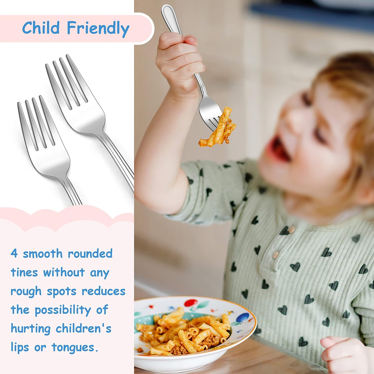 Herogo Toddler Fork Set, 7-Piece Stainless Steel Children Kids Forks Set with Blue Storage Case, Portable Kids Cutlery Set for Kindergarten, School, Travel, Barbecue, Child Friendly & Dishwasher Safe image number 3