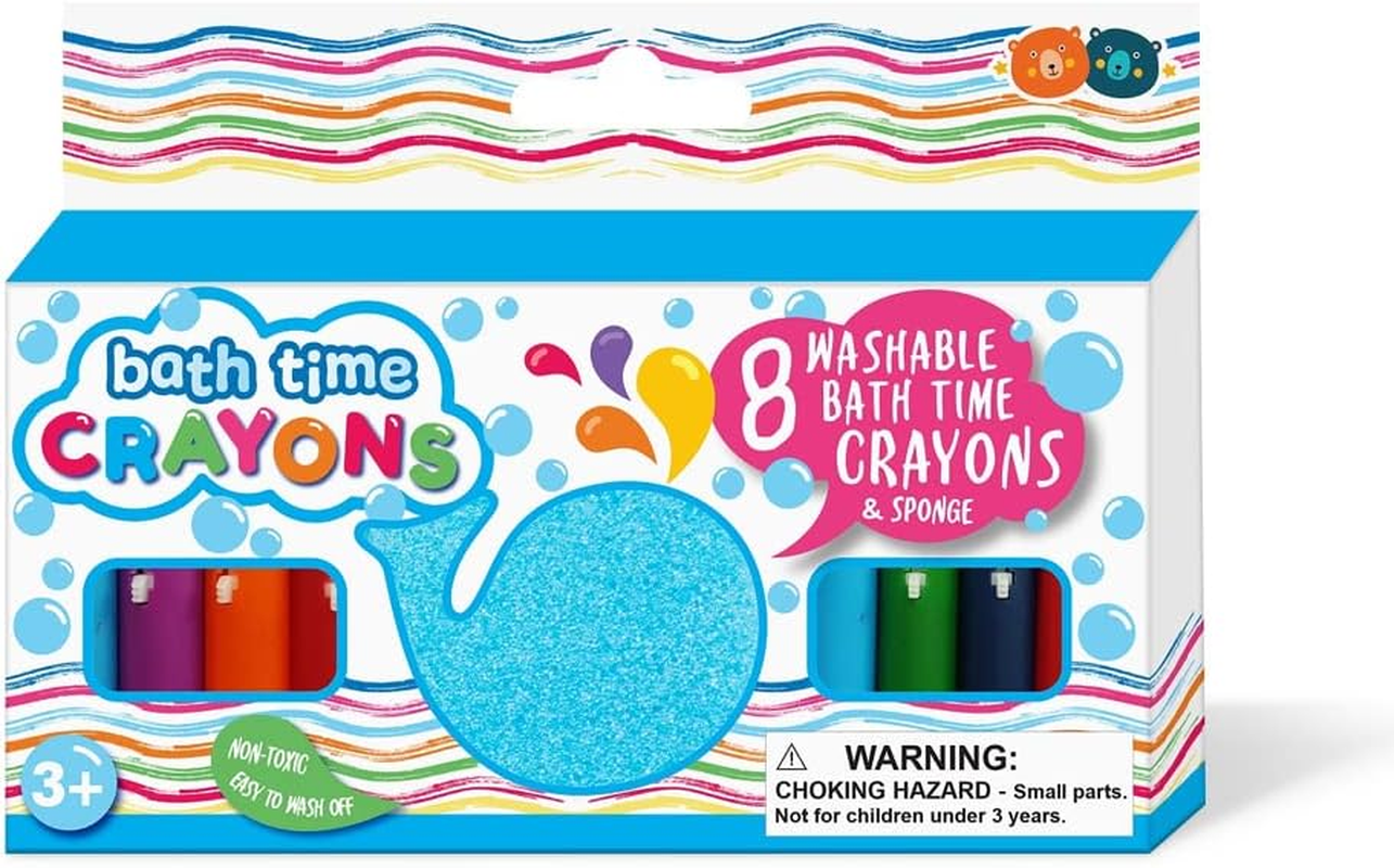 8Pc Bath Time Washable Crayons W/Sponge Kids/Children Writing/Drawing Pen 3Y+