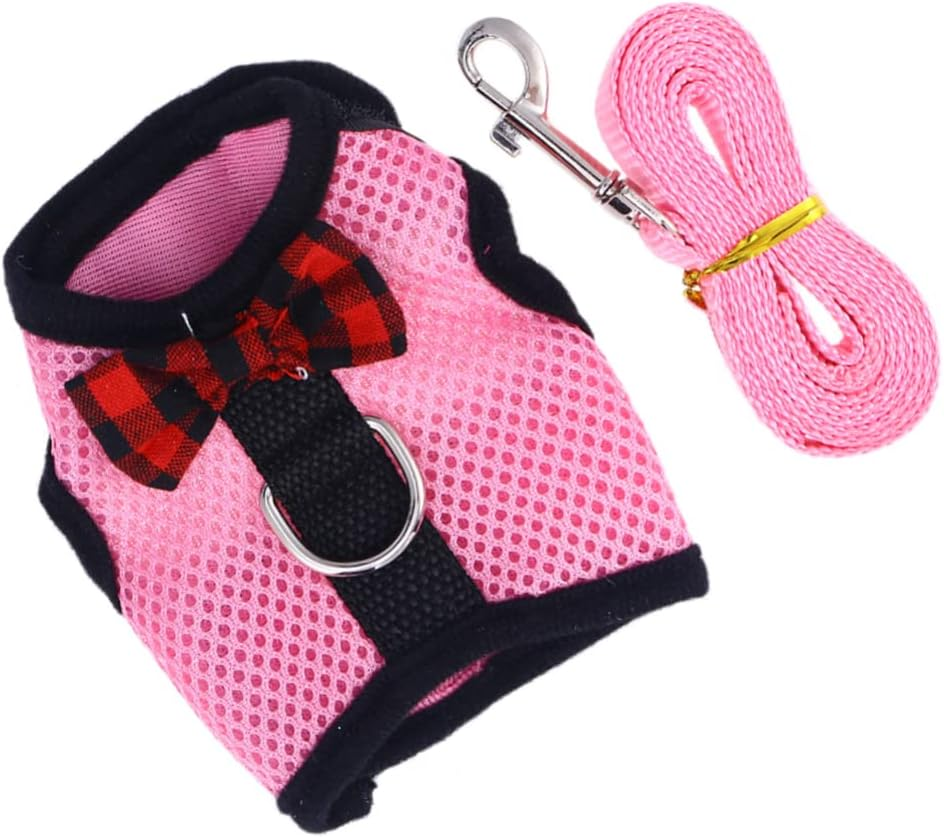 Pet Leash Breathable Mesh Fabric Small Animal Vest Lead for Hamster Rabbit Bow Strap Scenario
