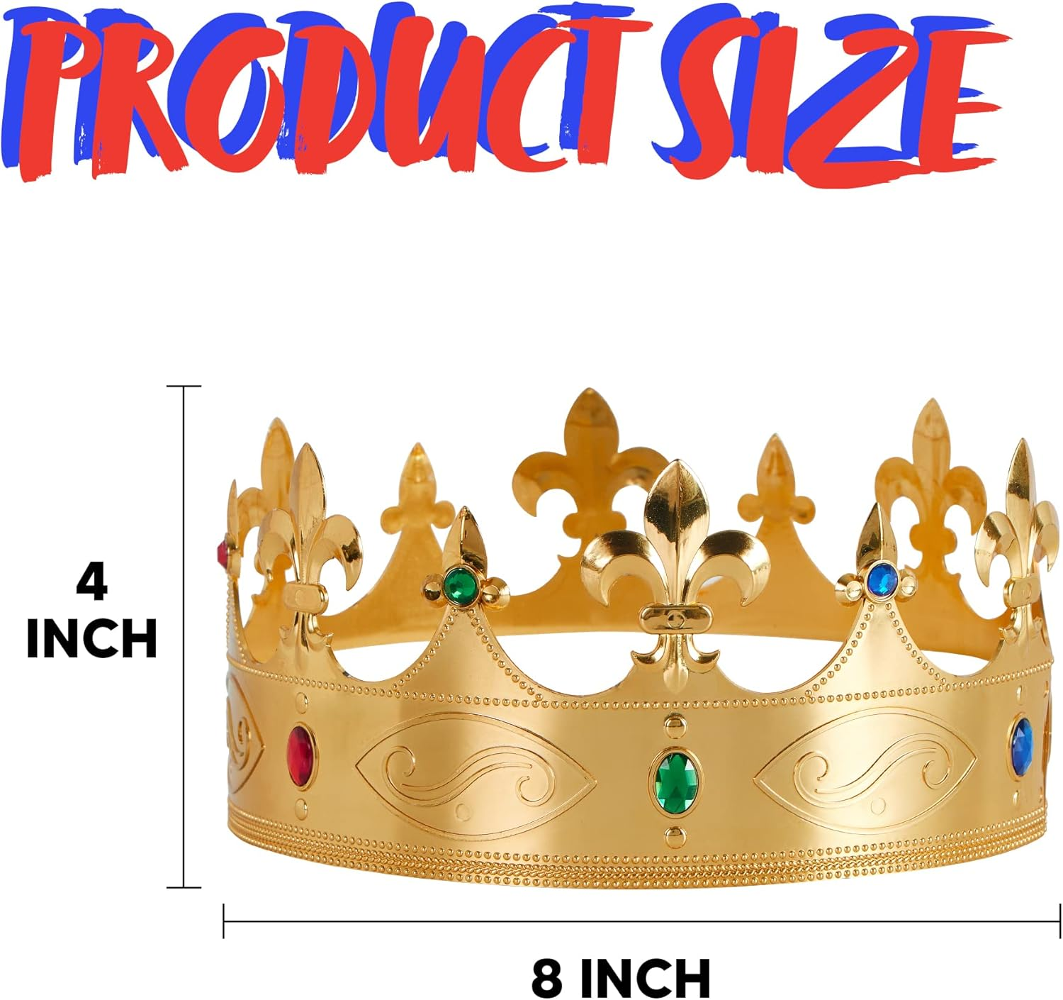 Spooktacular Creations Gold King Crown for Kids Men Women Costume Party Cosplay Props, Halloween Plastic Crown Hat for Dress Up, Pretend Play Party Accessories Decorations