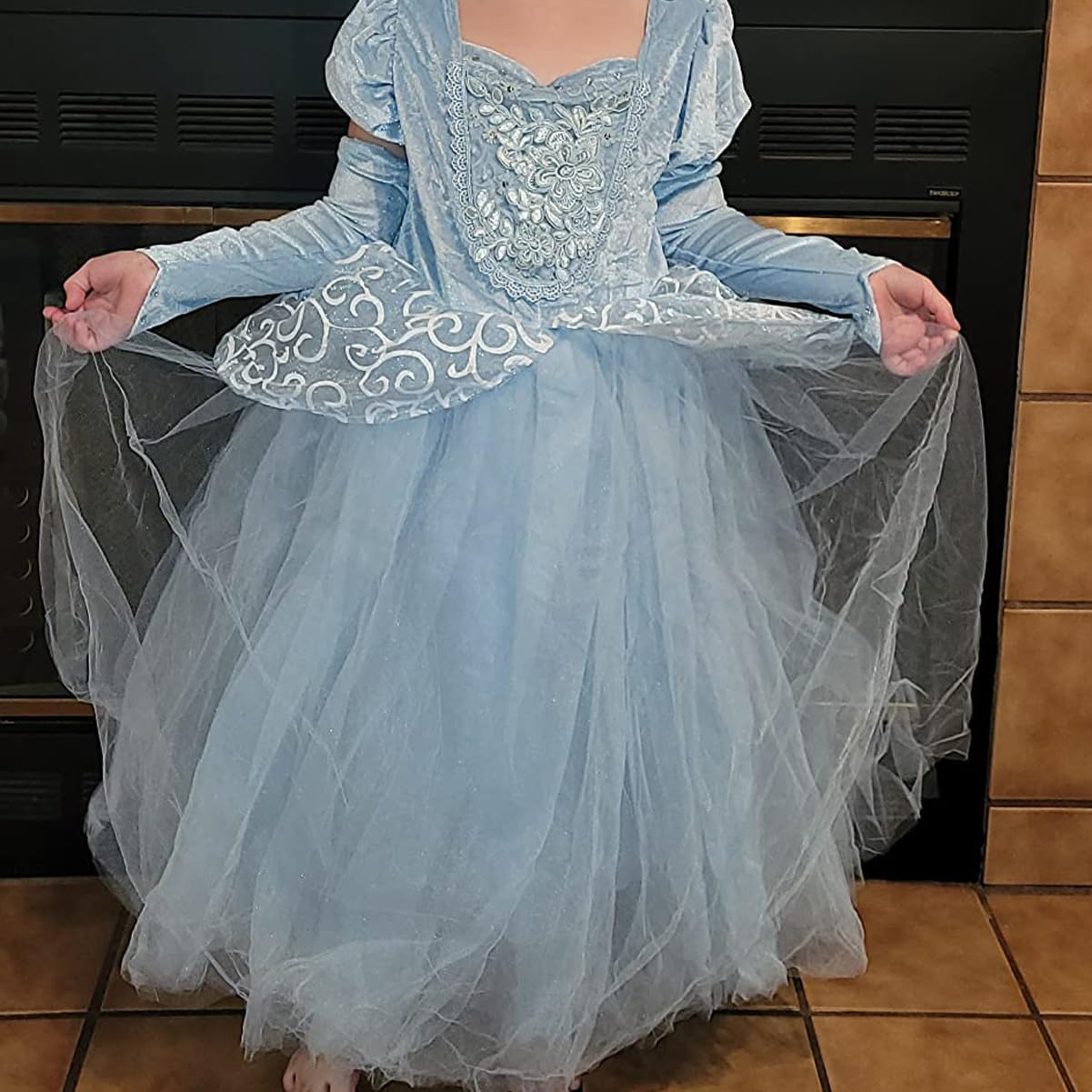 Fancy Cinderella Belle Costume Girl Princess Dress up Ball Gown Halloween Party Cosplay 2-13T image number 5