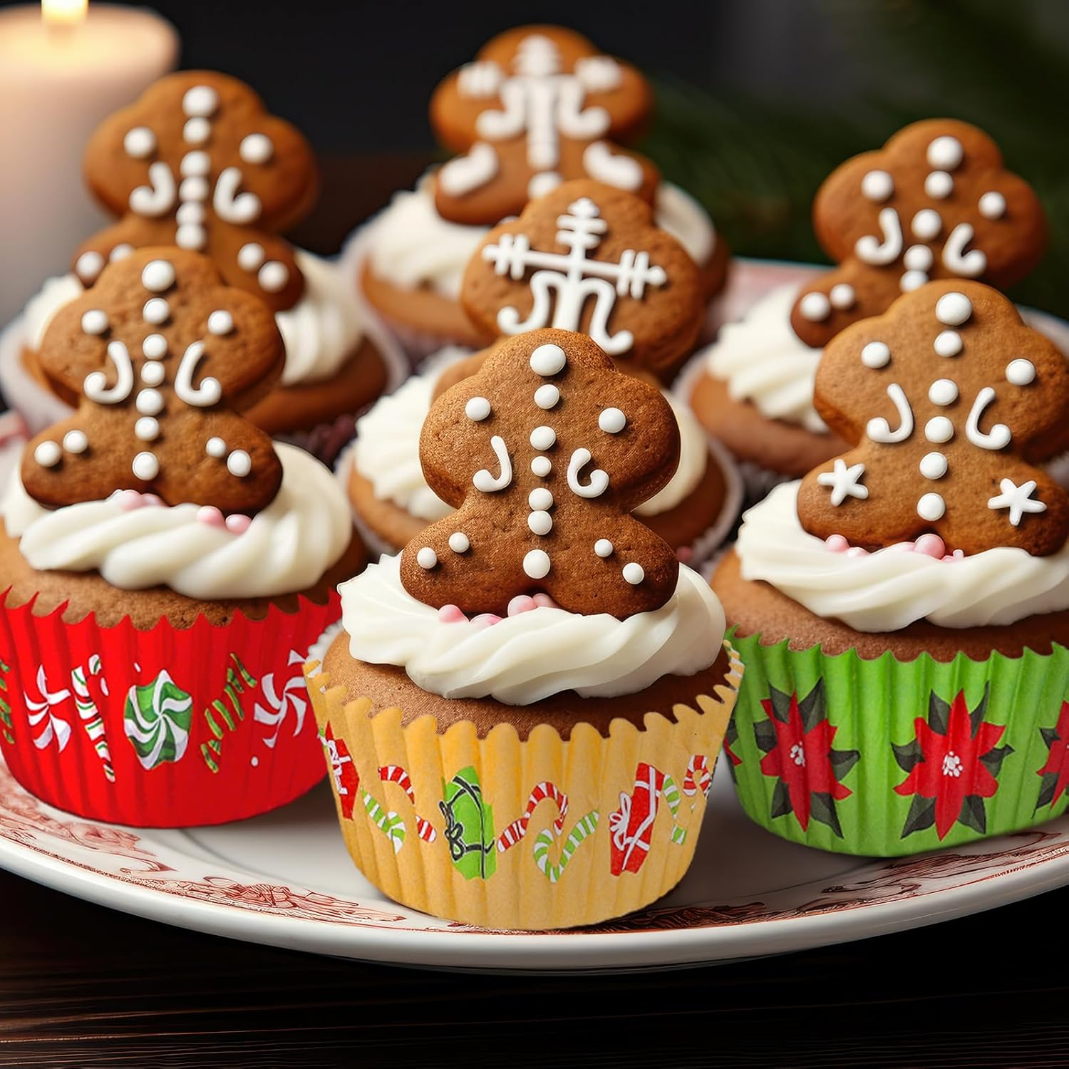 Whaline 600Pcs Christmas Coffee Drink Cupcake Liners Hot Cocoa Cupcake Wrappers Snowman Latte Coffee Lover Baking Cups Holders Sweet Holiday Muffin Liners for Xmas Holiday Birthday Party Supplies image number 1