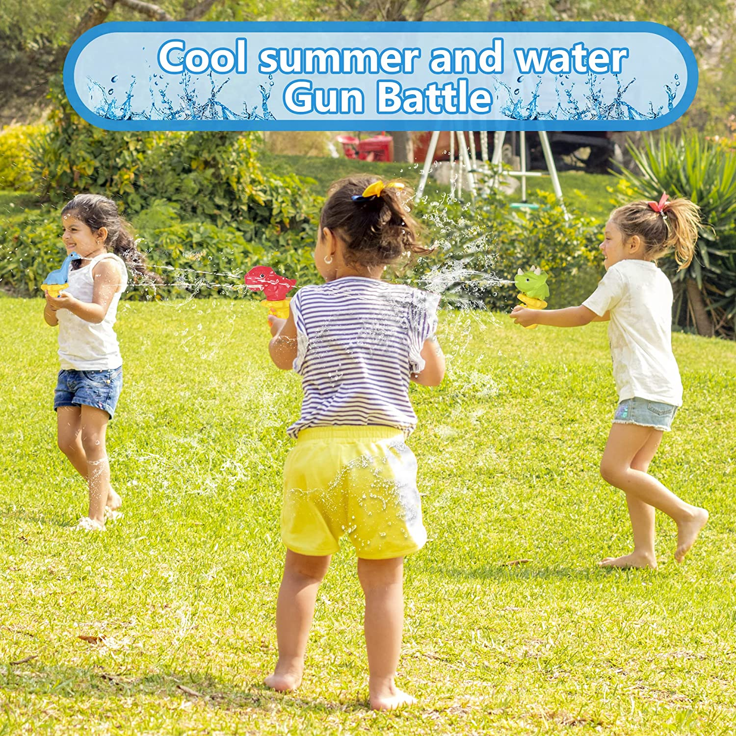 5 Pcs Water Squirt Guns for Kids, Small Dinosaur Water Pistols, Water Blaster Soaker Summer Swimming Pool Beach Party Favor Toys for Boys & Girls Toddlers Age2 3 4 5 6 image number 2