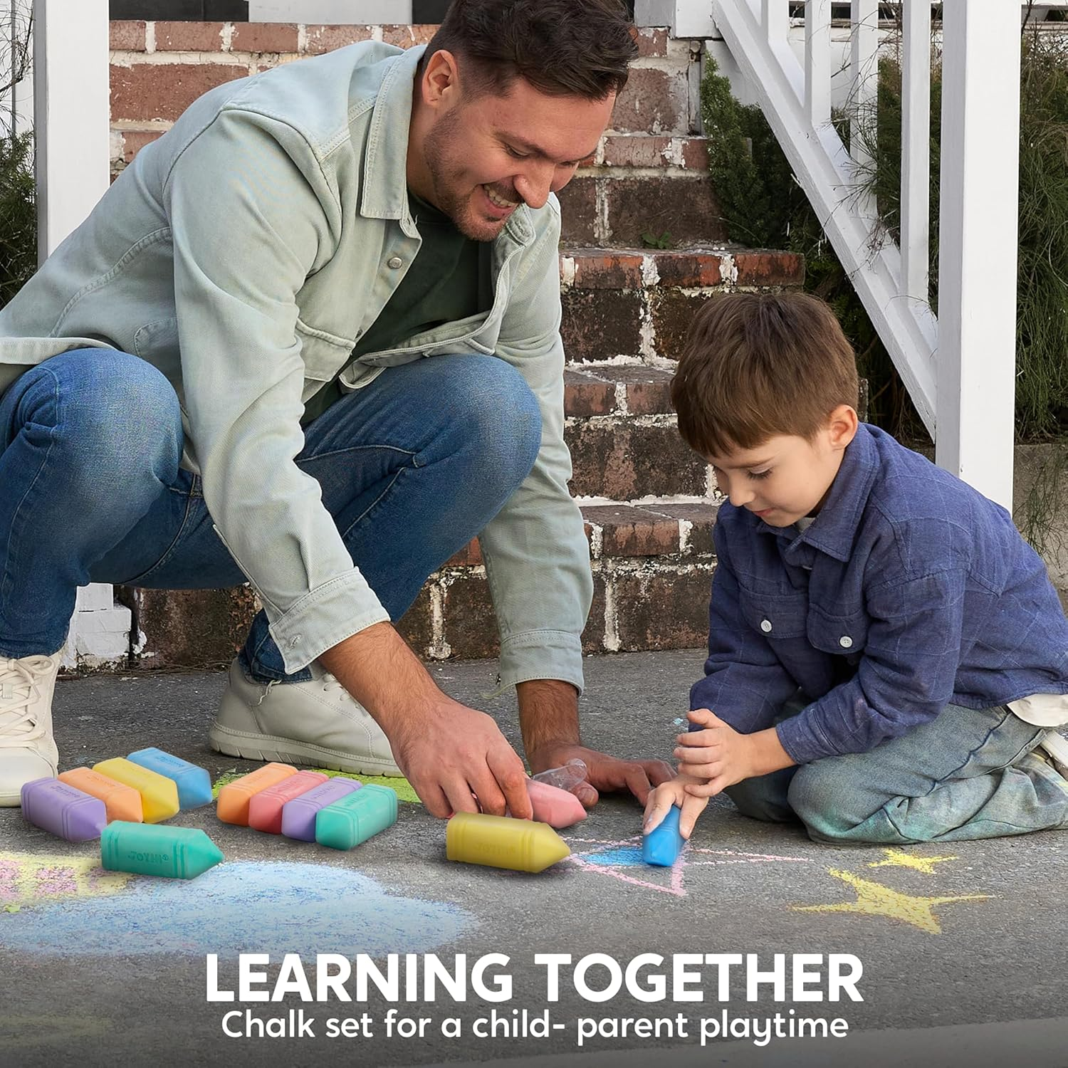 JOYIN 6 PCS Jumbo Sidewalk Chalk with 6 Colors, Washable Sidewalk Chalk for Kids, Non-Toxic Art Supplies, Outdoor Games, Playground Accessories image number 2