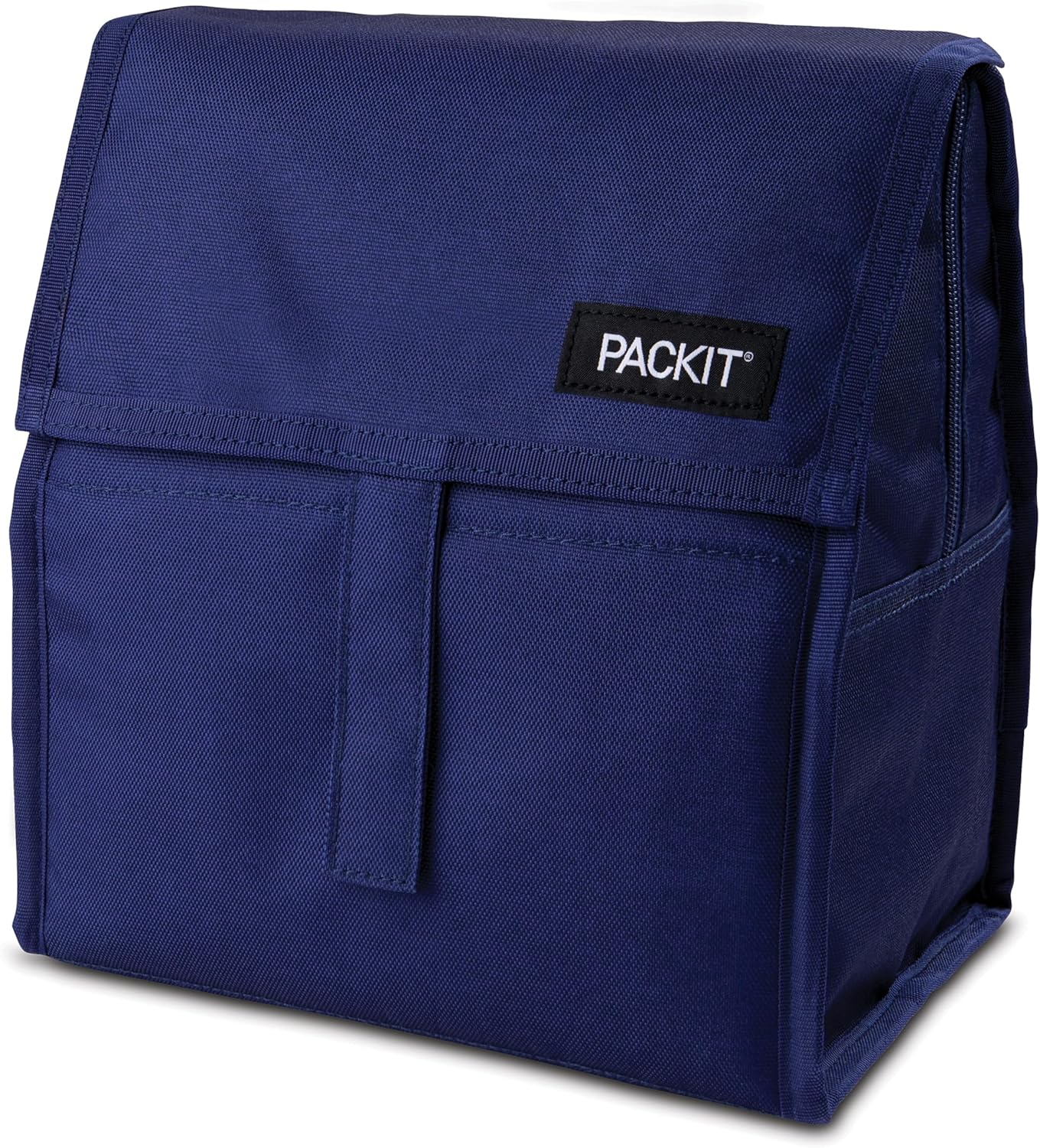 Packit Freezable Lunch Bag - Innovative Lunch Bag W/A Built-In Freezable Gel Liner for Cooling Power, Can Fold for Easy Storage, Easy Clip Handle, Perfect for Packing Meals & Snacks - True Blue - Sky Blue image number 6