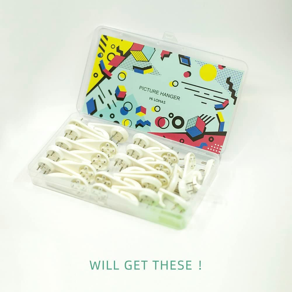 Concrete Wall Hooks, 25Pcs Invisible Nail Hangers, No Damage Picture Hanger, Powerful Hard Wall Drywall Hooks, Non-Trace Hanging Hook for Photo Frame Clock (M) image number 2