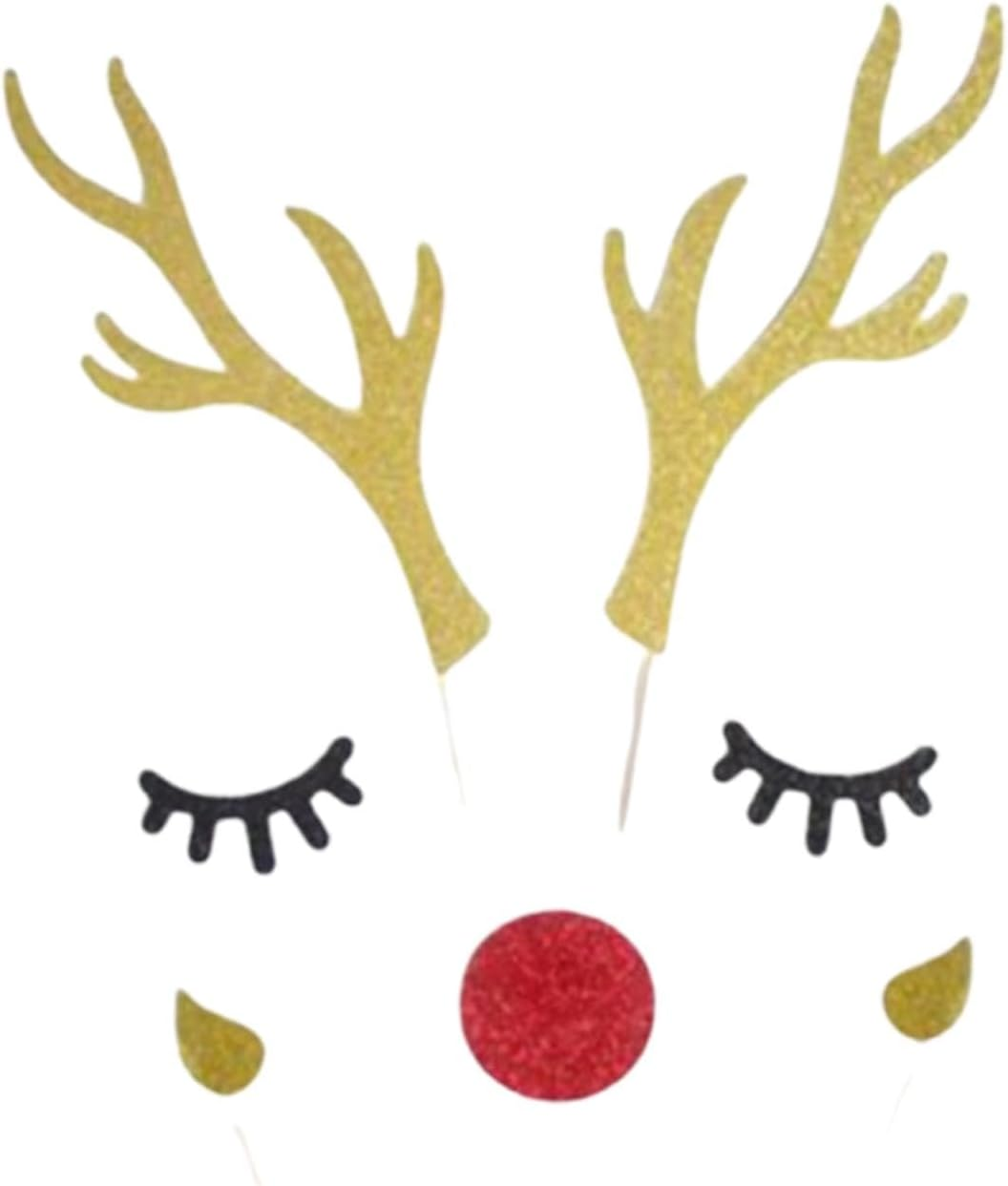 Cake Topper Cards | Cake Decoration Deer Antler Bunny Ears Cake Topper,Festive Cake Dessert Toppers Cake Decorating Supplies for Birthday Christmas image number 3