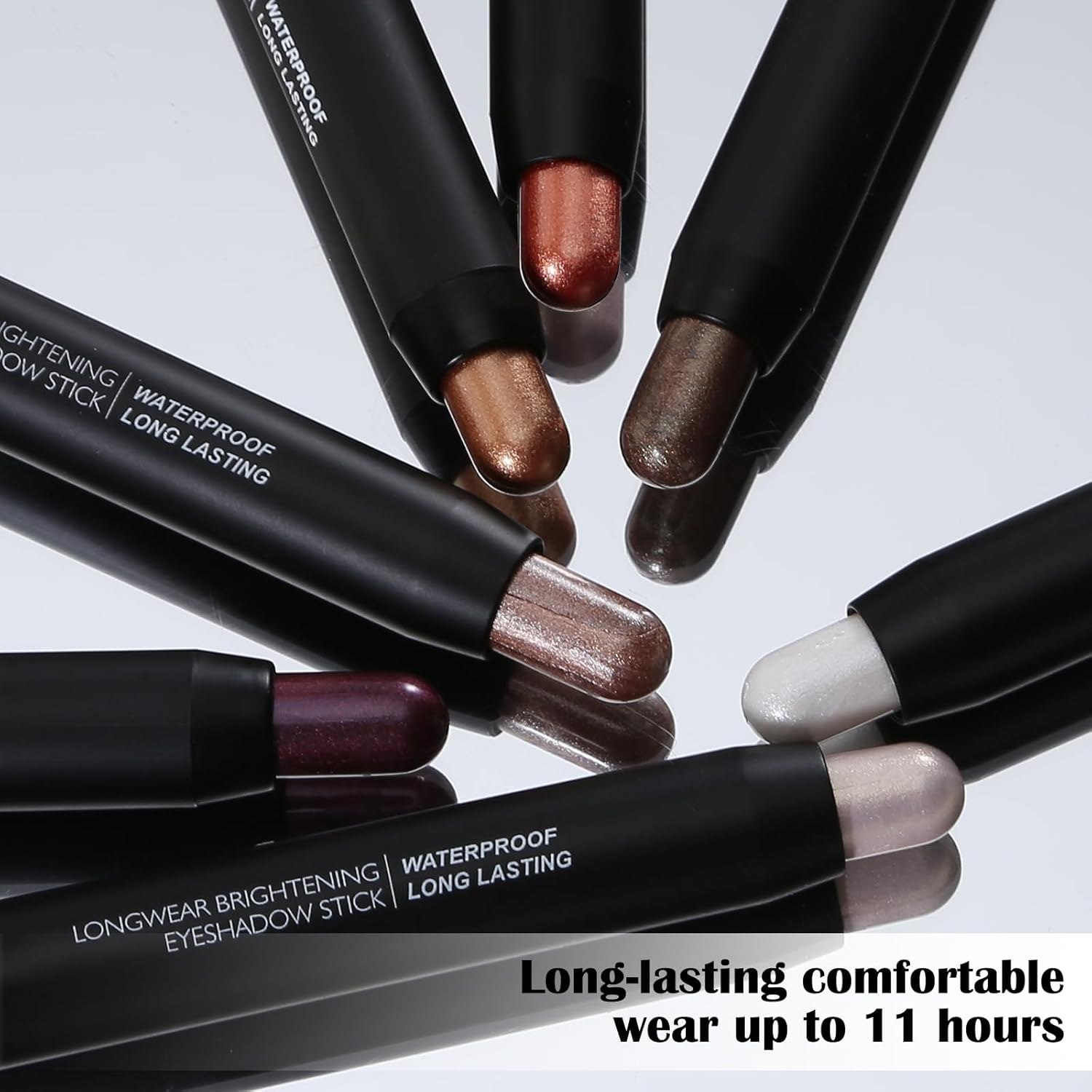 Boobeen Waterproof Eyeshadow Stick, Cream Eye Shadow Pencil with Soft Brush, Shimmer Eyeshadow Crayon Pen to Highlight Eye Makeup image number 3