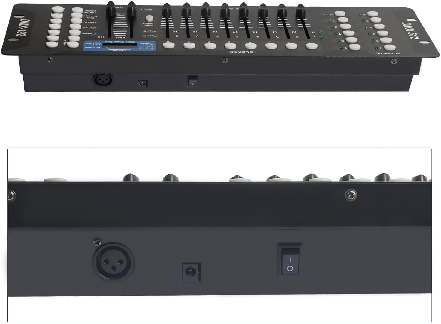 DMX512 Light Controller, 192 Channel DMX Board with 2M/6.6 Ft DMX Cable, DJ Stage Lighting Console image number 6