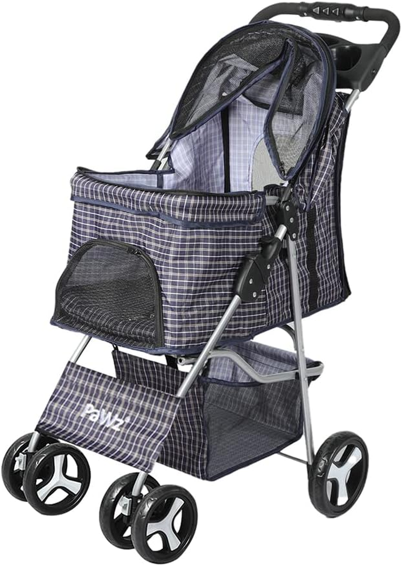 Pawz Large Pet Stroller Dog Cat Carrier Travel Pushchair Foldable Pram 4 Wheels, Travel Pet Pram with Seat Belts Buckle, Removable Cushion Dog Car Seat, Puppy Pushchair with Coffee Cup Holder