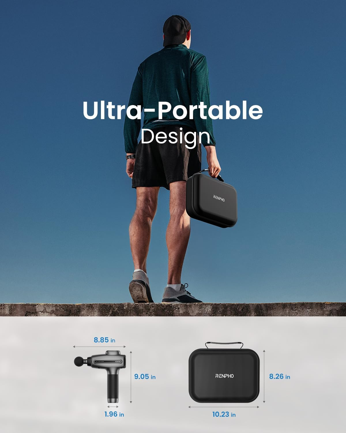 RENPHO Massage Gun Deep Tissue, Percussion Massage Gun for Athletes, Protable Handheld Muscle Massager Gun for Pain Relief with 6 Massage Head, 15 Speed C4 image number 2