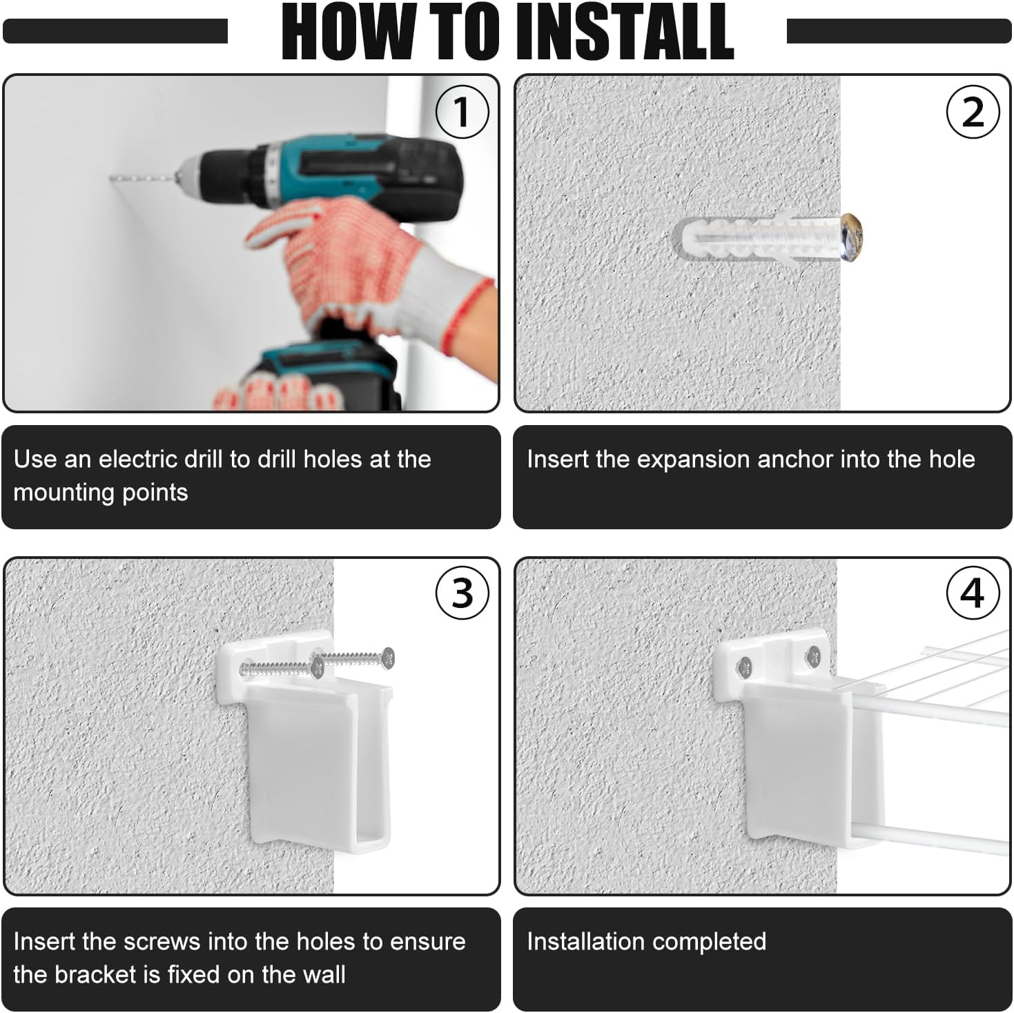 8Pcs Wire Shelf End Brackets, Heavy Duty Closet Shelves Brackets Wall Mount Brackets Wire Shelf Corner Support Bracket with Screws Expansion Anchors for Shelves Closet image number 6