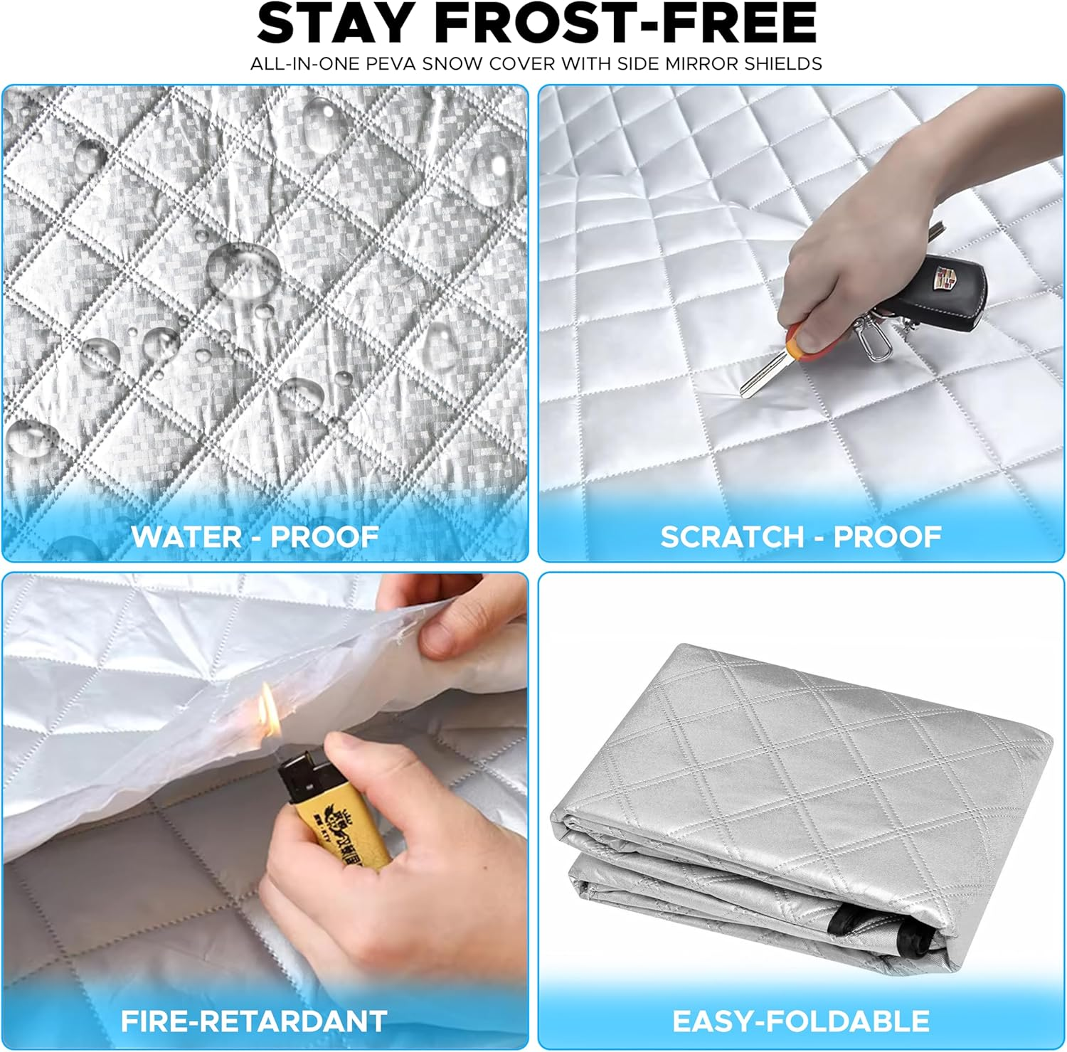 Econour Windshield Snow Cover with Side Mirror Cover | Four-Layer PEVA Protection from Snow, Ice, Frost | Windproof Snow Cover for Car | Snow Windshield Cover for All Weather Protection image number 2