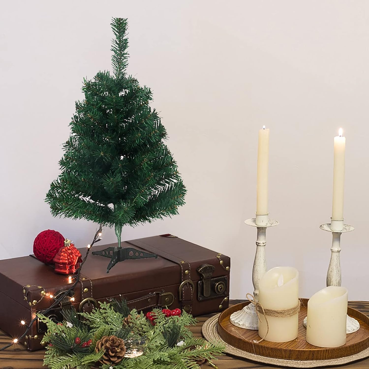 18 Inch Mini Christmas Tree, Desktop Artificial Small Christmas Tree, Table Slim Pencil Skinny Fake Christmas Tree for Office Christmas Decorations image number 4