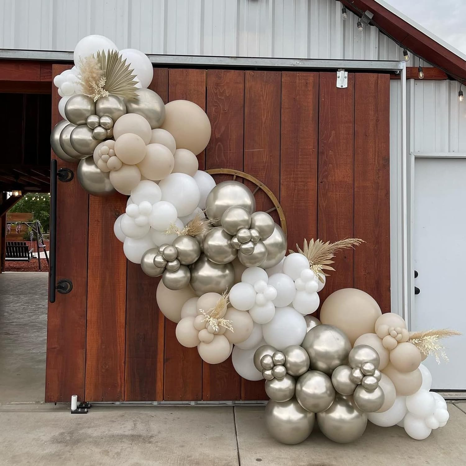Sand White Gold Balloon Arch Kit, White Beige Chrome Gold Balloons Cream Balloons Metallic Gold Balloons for Boho Neutral Baby Shower Wedding Bridal Shower Birthday Decorations&hellip; image number 5